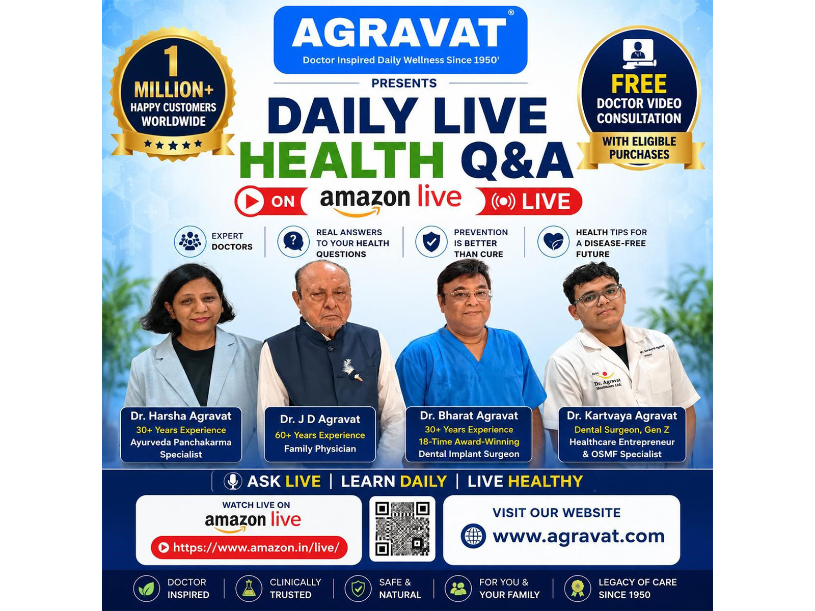Trusted by Over 1 Million+ Happy Customers Worldwide, the Renowned Healthcare Brand Offers Daily Expert Live Q&A and Free Doctor Video Consultations with Eligible Purchases.
