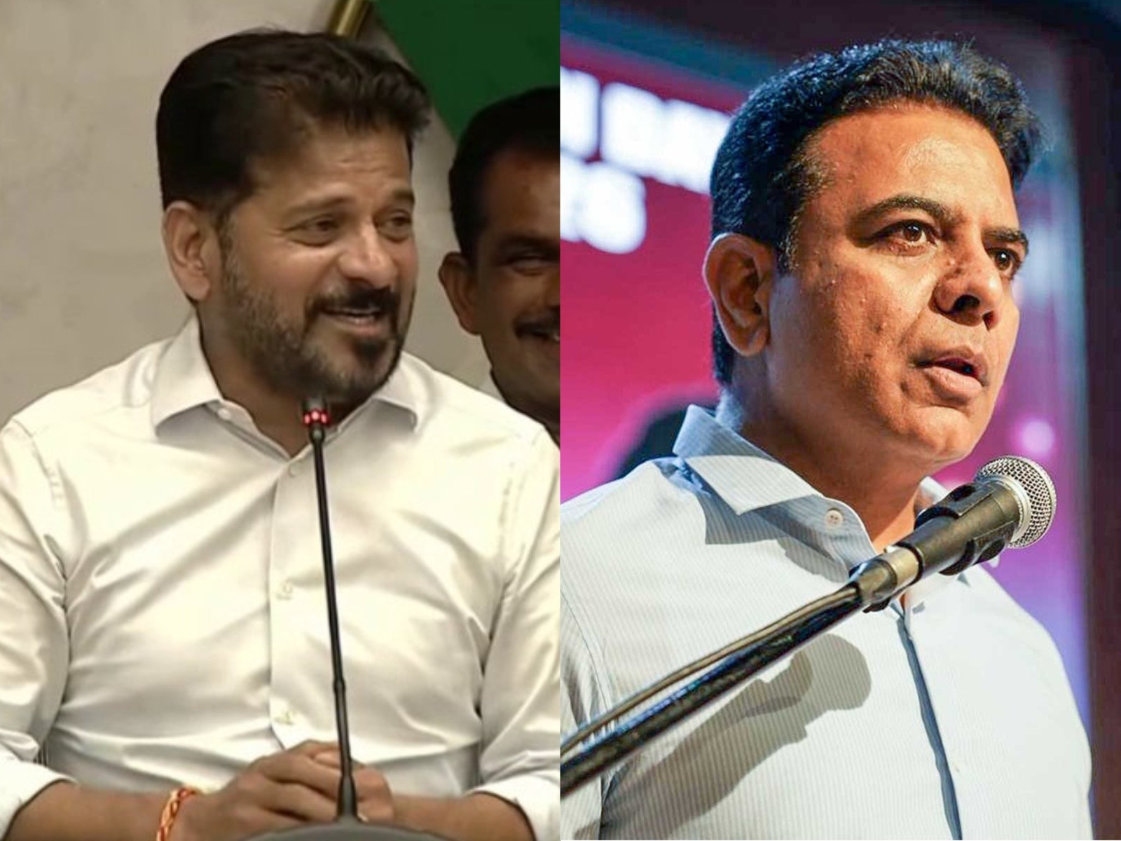 Telangana CM Revanth Reddy and BRS Working President KT Rama Rao (File Photo/ANI)
