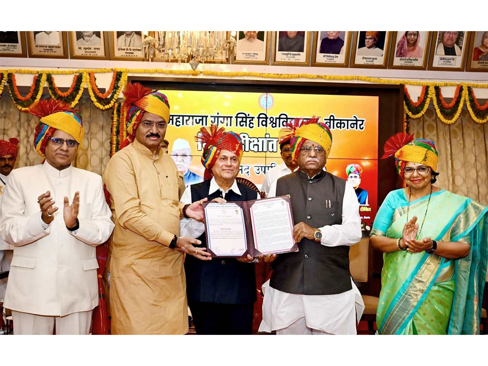 Dr Achyuta Samanta being conferred the honorary doctorate by Haribhau Bagde, Governor of Rajasthan and Chancellor of Maharaja Ganga Singh University at a special function at Raj Bhavan in Jaipur.