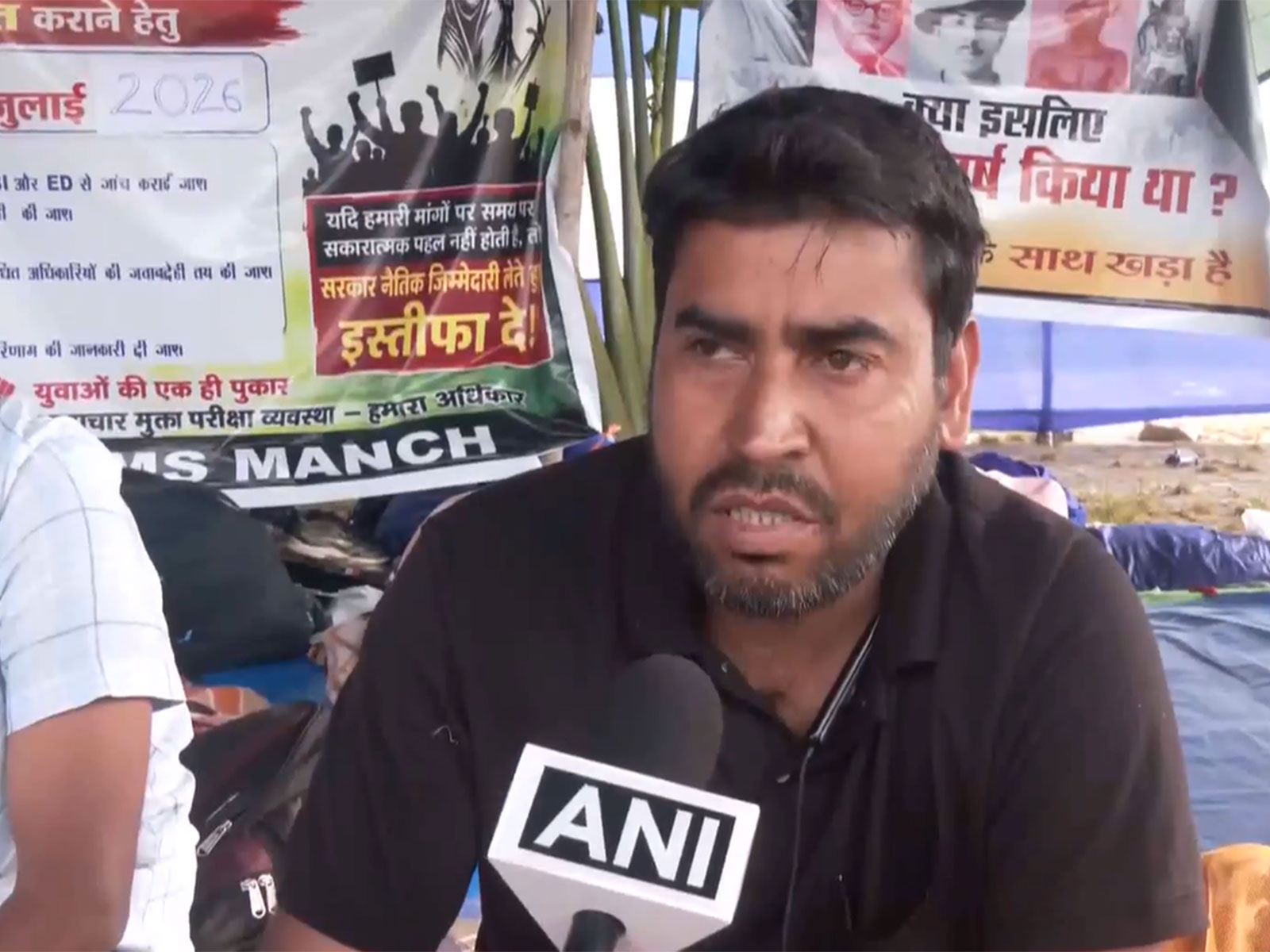 Protester at Jaipal Singh Munda Stadium in Ranchi (Photo/ANI)