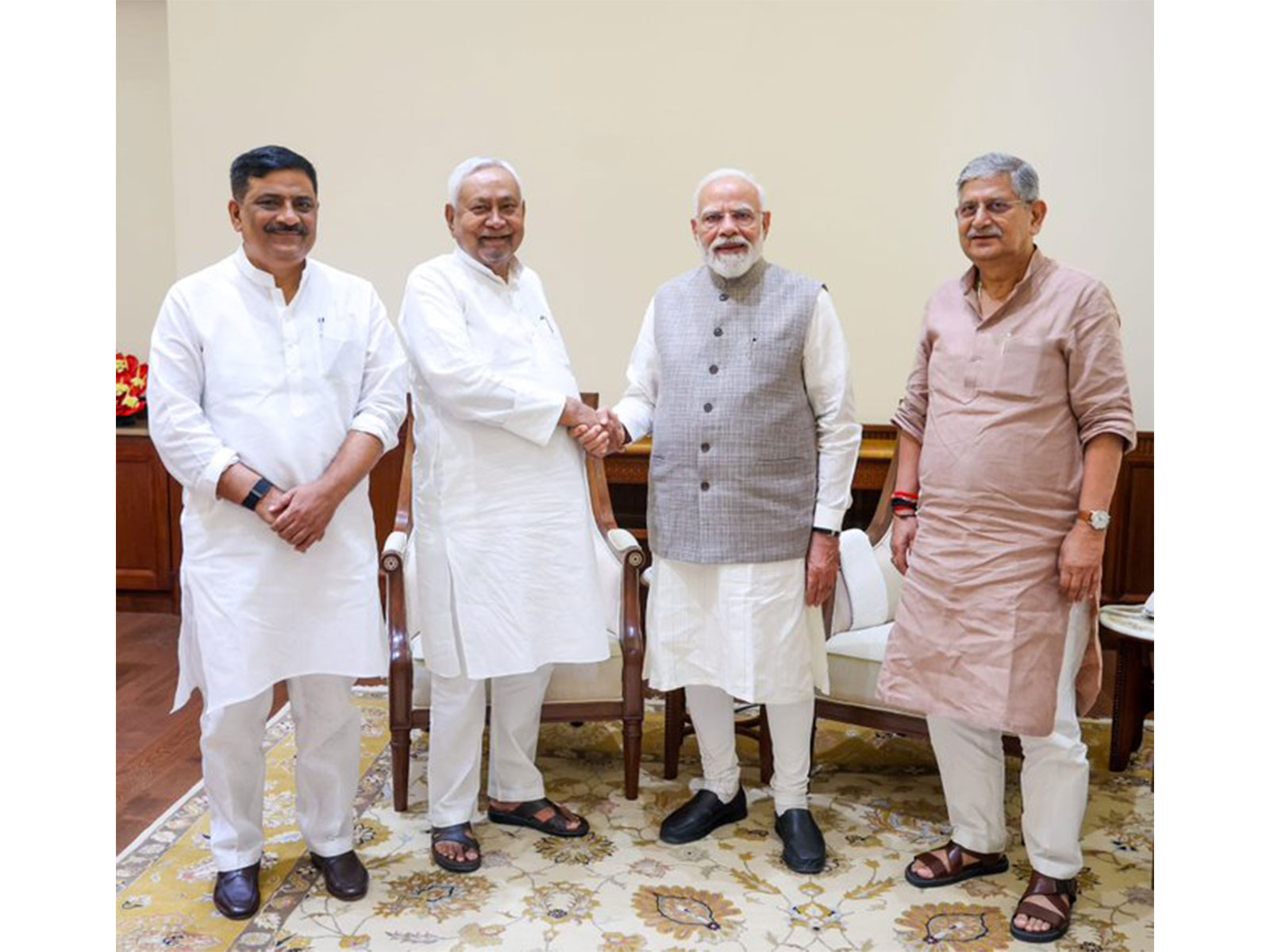 Former Bihar CM Nitish Kumar met PM Modi today (Photo/X/@NitishKumar)