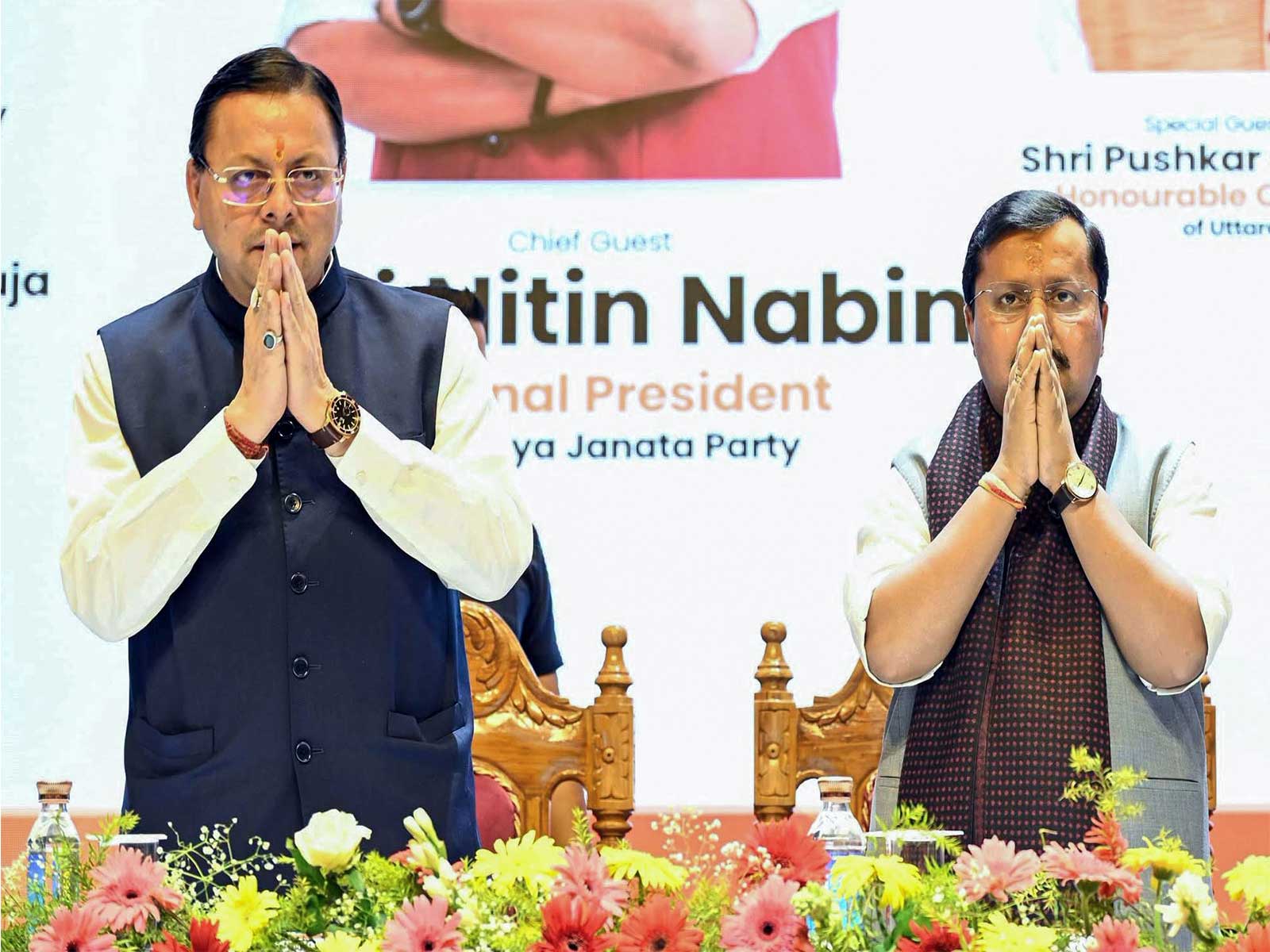 Uttarakhand Chief Minister Pushkar Singh Dhami and BJP National President Nitin Nabin (FilePhoto/ANI)