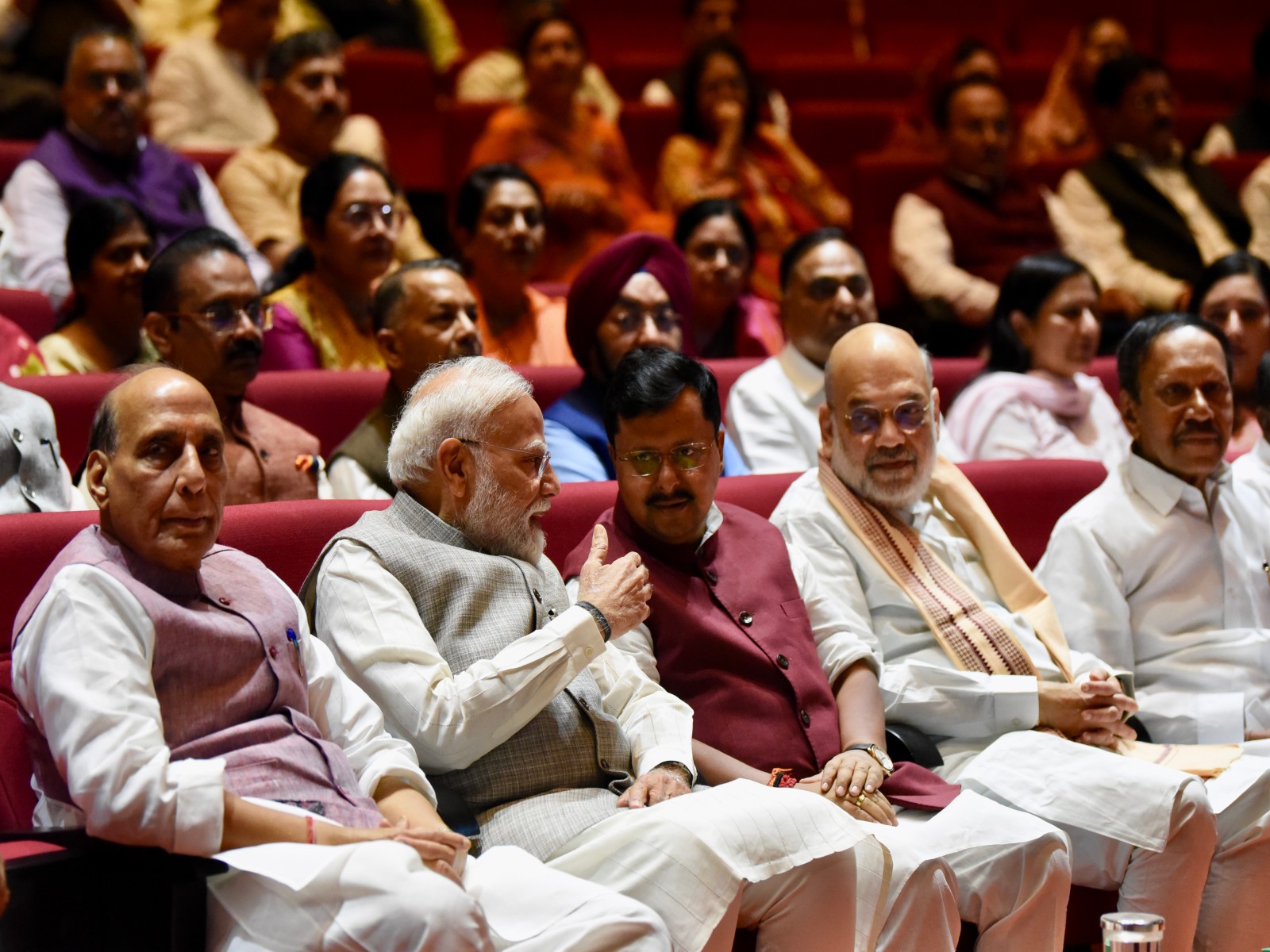 PM Modi, Rajnath Singh, Amit Shah and Nitin Nabin at NDA Mangal Milan meeting (File Photo/ANI)