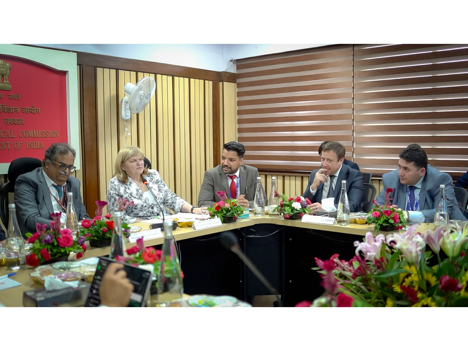 Dr. Dinesh Singla with NMC Chairman Dr. Abhijat Sheth and Russia's Deputy Health Minister Dr. Tatyana Semenova during high-level talks on recognition of Russian medical degrees