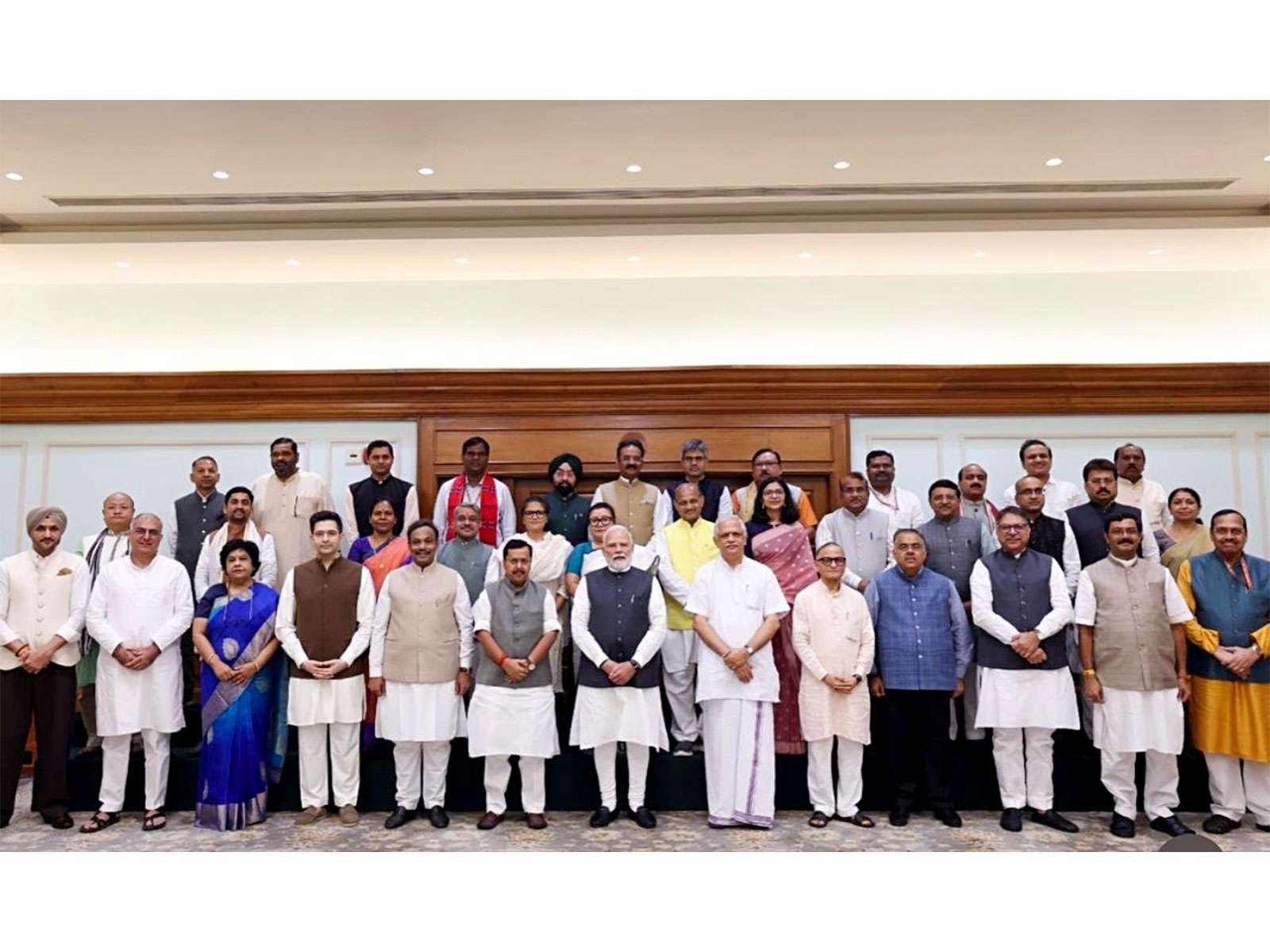 Newly elected BJP Rajya Sabha MPs call on PM Modi (Photo/ANI)