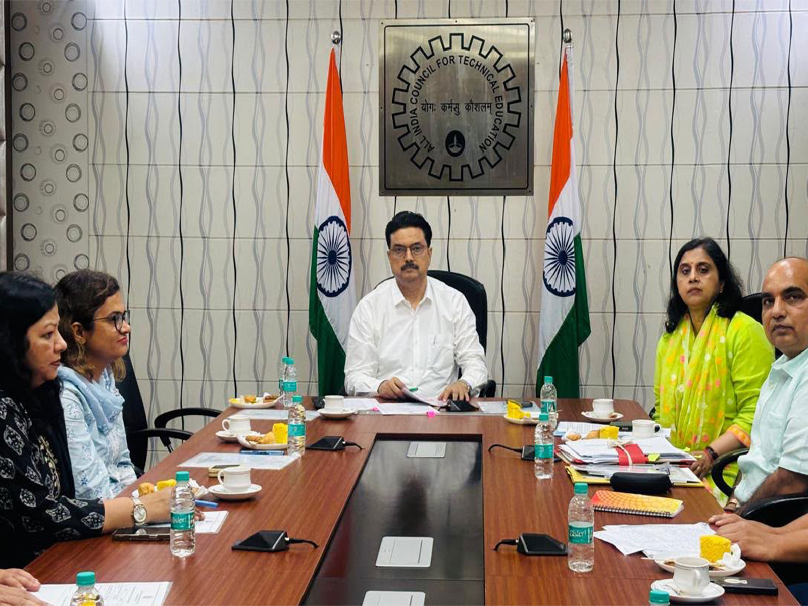 AICTE Chairman Yogesh Singh during a meeting at the All India Council for Technical Education (AICTE) (Photo: AICTE)