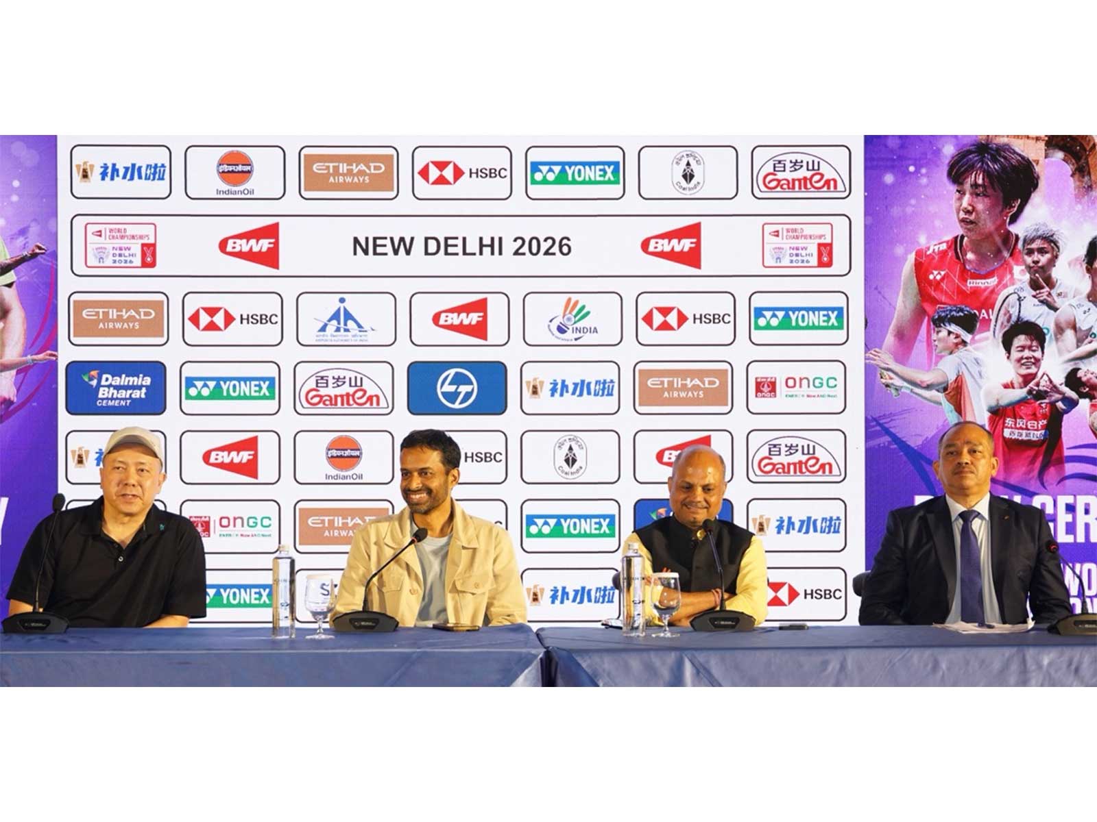 India doubles coach Tan Kim Her, India chief coach Pullela Gopichand, BAI general secretary Sanjay Mishra, Selvaamresh Supramaniam, Events Director- Tournament Operations. (Photo: BAI)