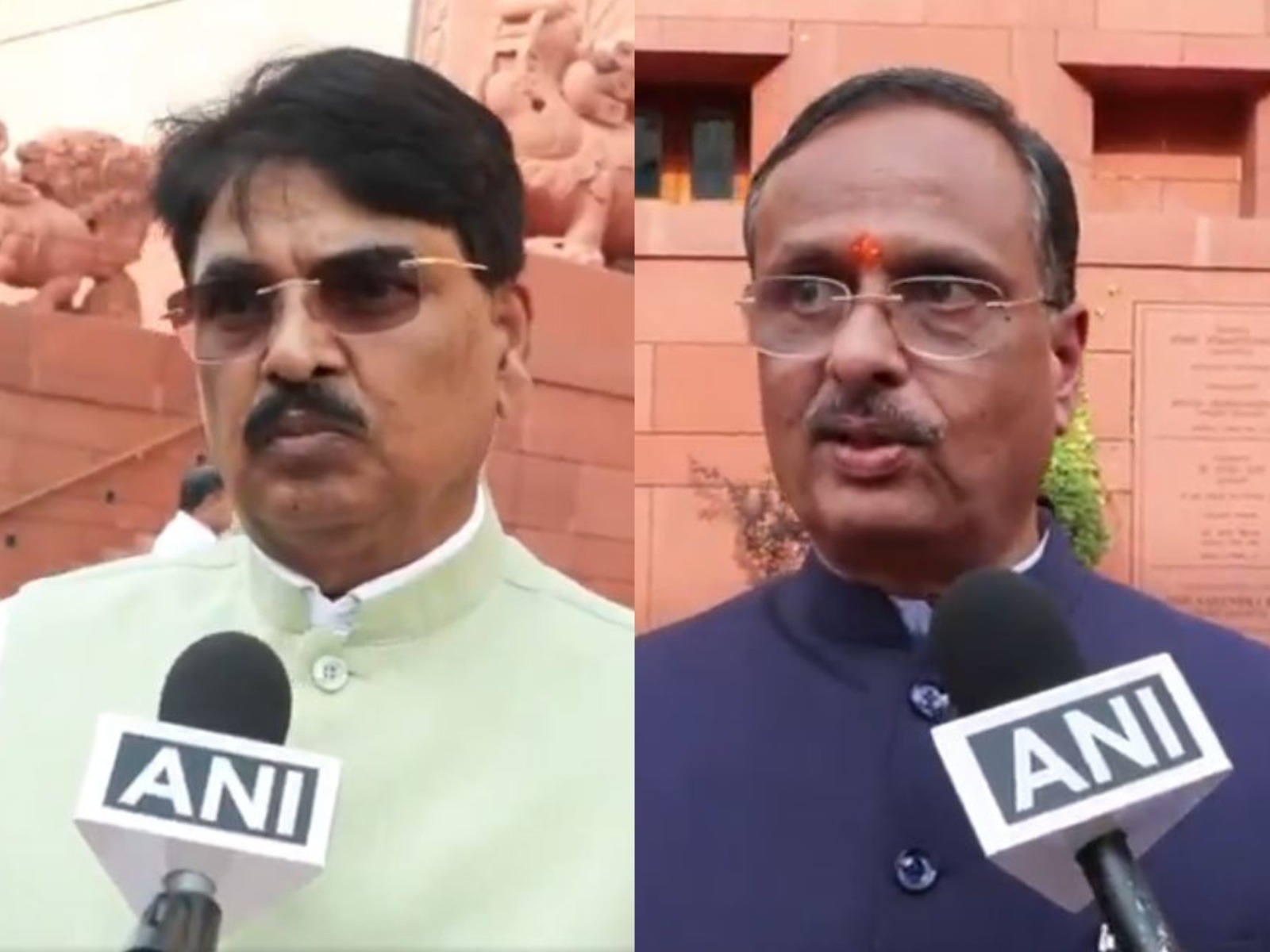 BJP Rajya Sabha MP Manan Kumar Mishra (L), BJP MP Dinesh Sharma (R) (Photo: ANI)