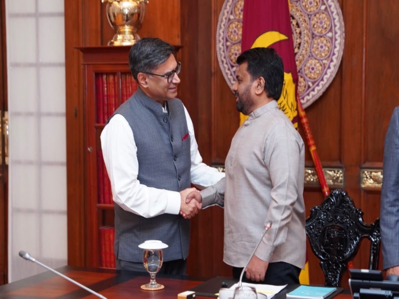 Foreign Secretary Vikram Misri shakes hands with President of Sri Lanka Anura Kumara Dissanayaka. (Photo: X/@IndiainSL)