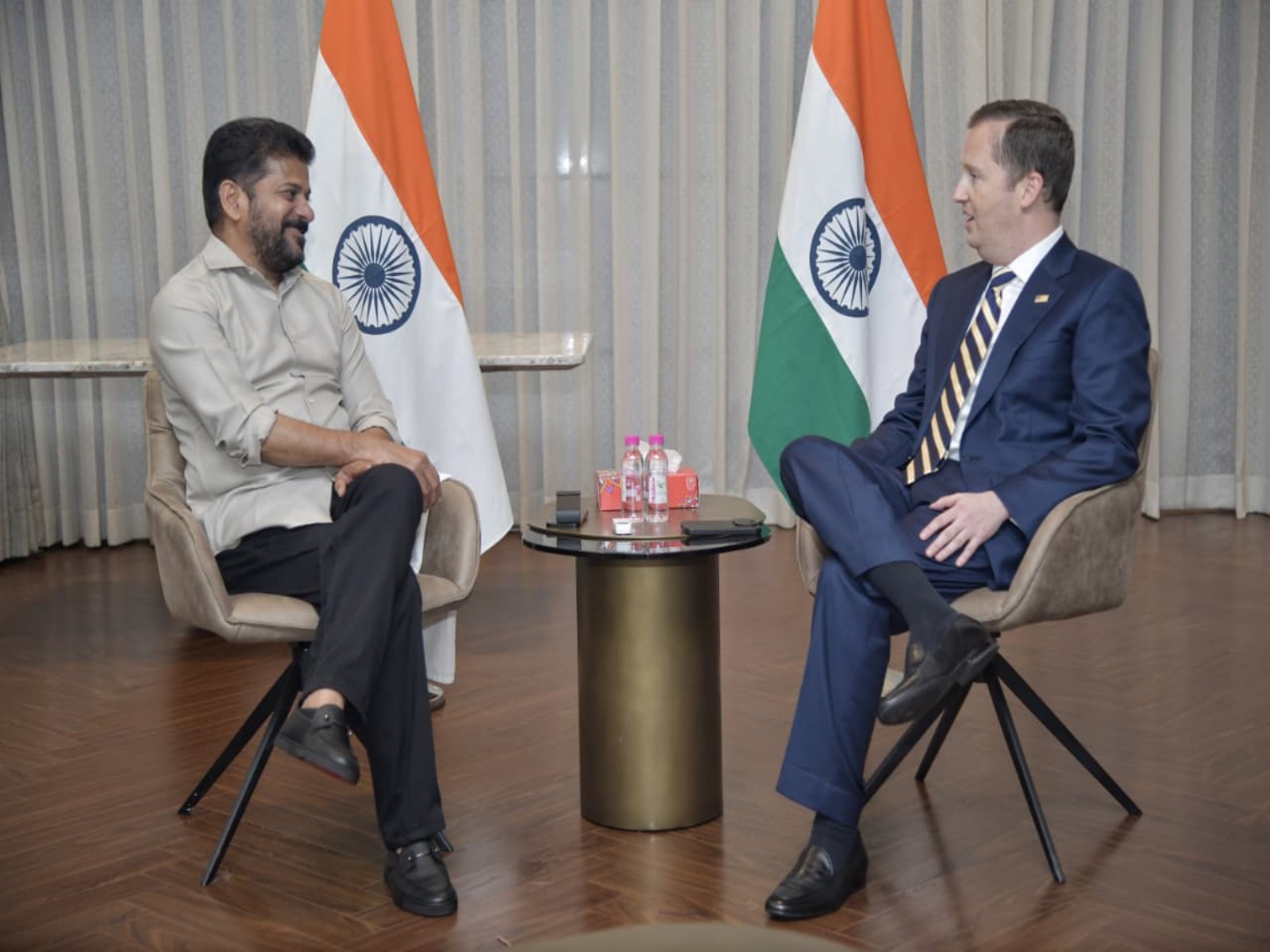Telangana Chief Minister A Revanth Reddy meets US Ambassador to India, Sergio Gor (Photo/TelanganaCMO)