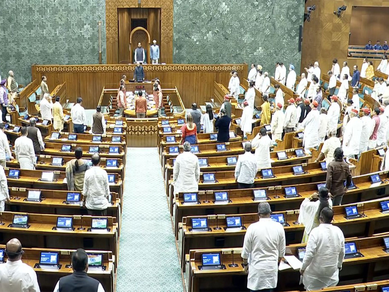 Lok Sabha pays homage to the victims of the 1945 Hiroshima and Nagasaki atomic bombings in Japan. (Photo/Sansad TV)