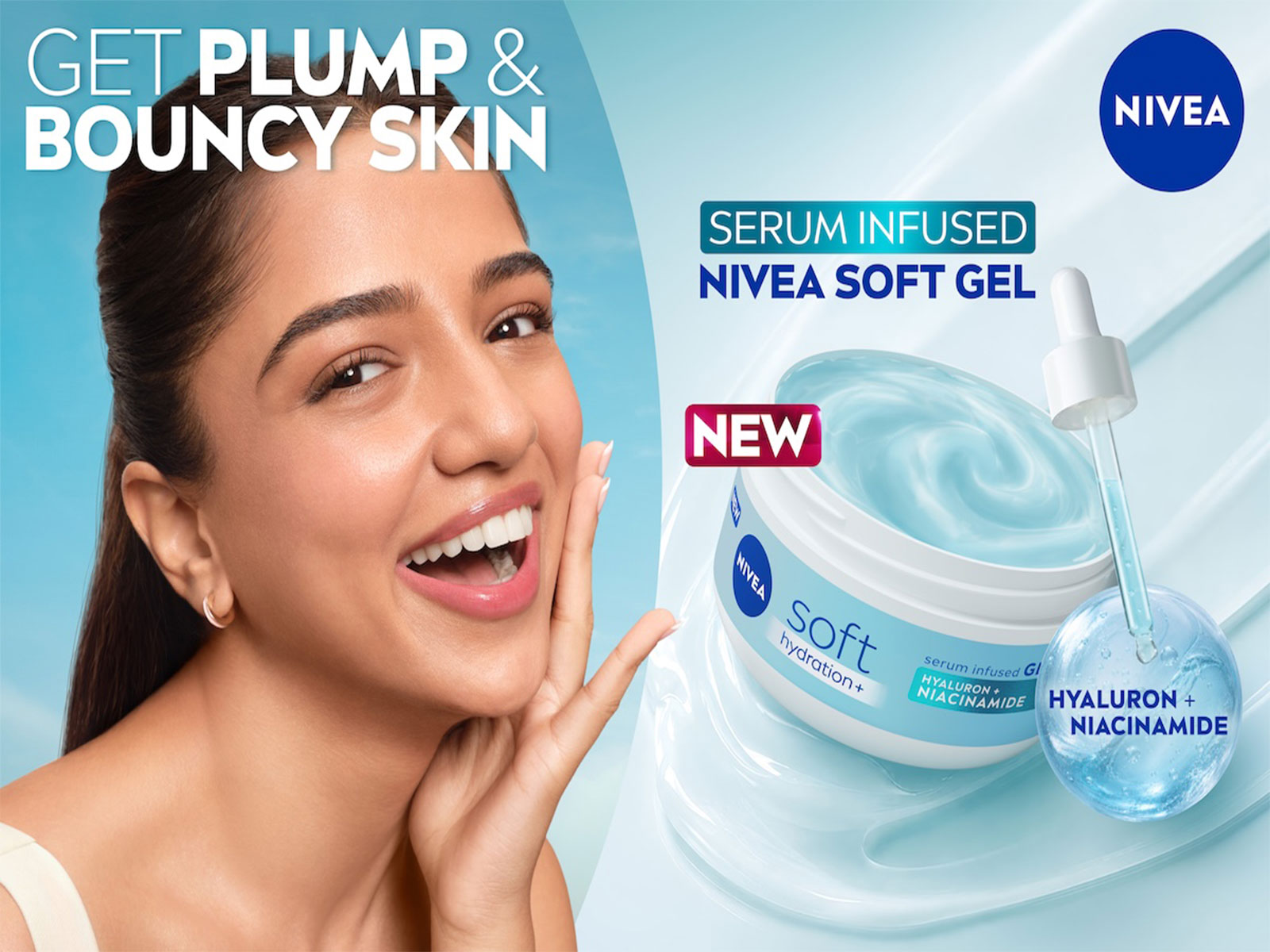 New NIVEA Soft Gel--powered by Hyaluronic Acid & Niacinamide. A lightweight, serum-infused gel that delivers deep hydration for plump, smooth, and refreshed skin, every day.