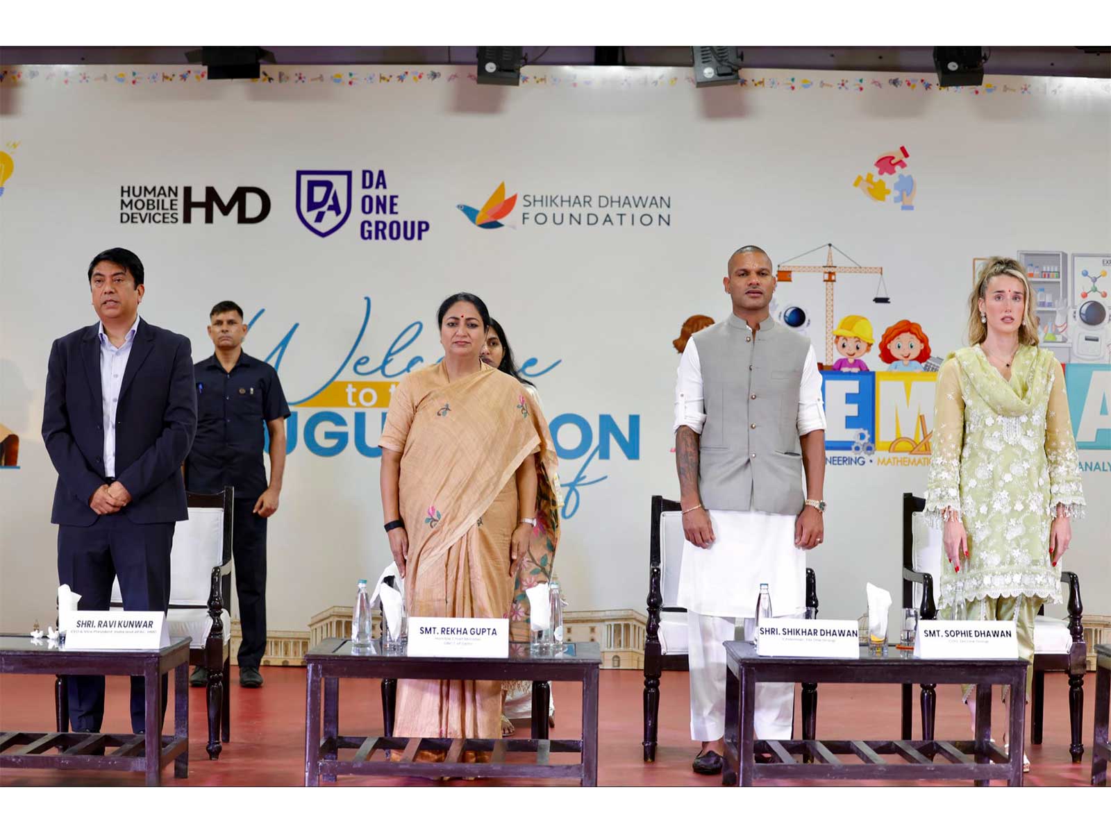 Delhi CM Rekha Gupta during inauguration of the Shikhar Dhawan Foundation's STEM Lab (Photo: X/@gupta_rekha)