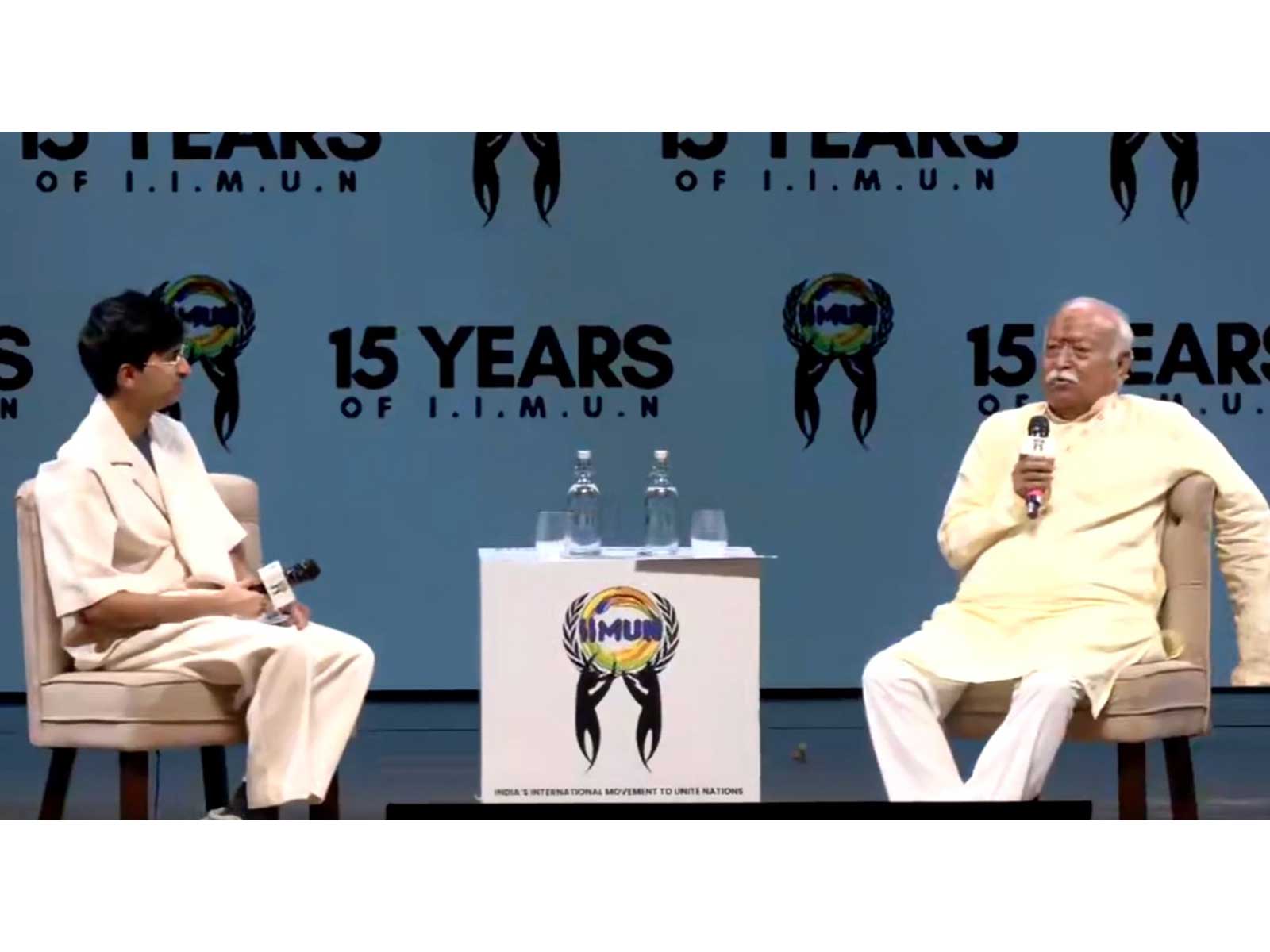 RSS chief Mohan Bhagwat during the interaction (Photo/ANI)