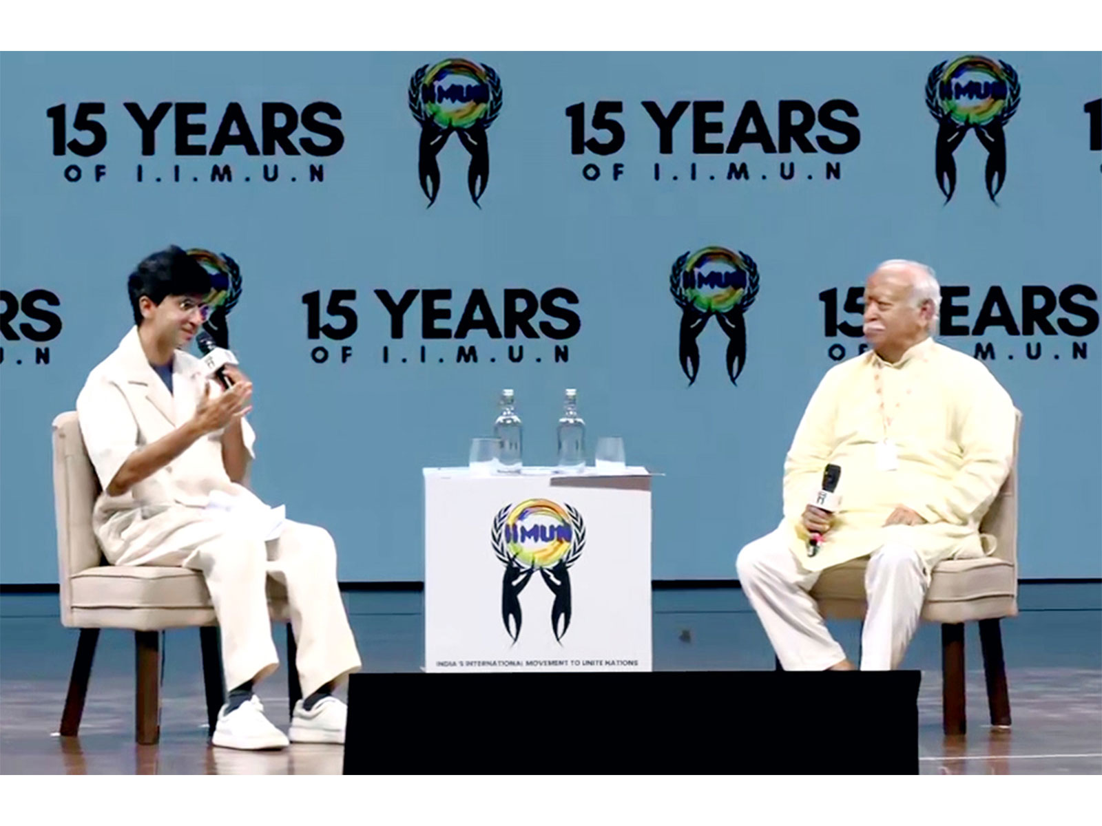 RSS chief Mohan Bhagwat at the gathering of Gen Z and Gen Alpha (Photo/ANI)