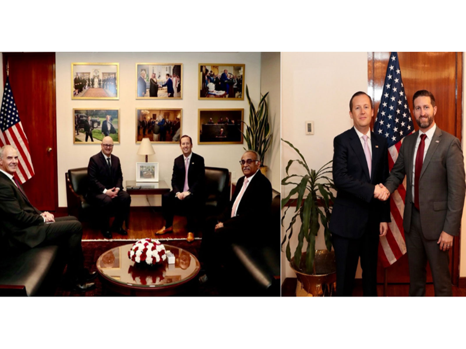 US Envoy to India Sergio Gor with Rolls Royce Chairman Adam Riddle and Asst Secy Wesley Brooks  (Photo/@USAmbIndia)