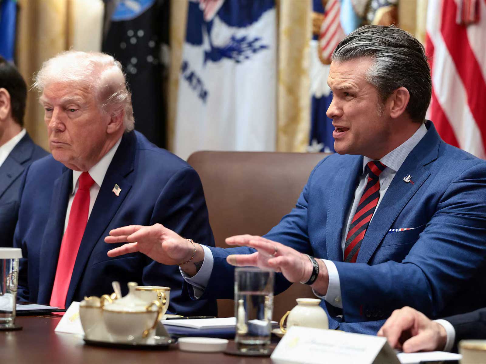US Secretary of War Pete Hegseth speaks alongside President Donald Trump during a Cabinet meeting at the White House in Washington, DC, US. (Photo/Reuters)