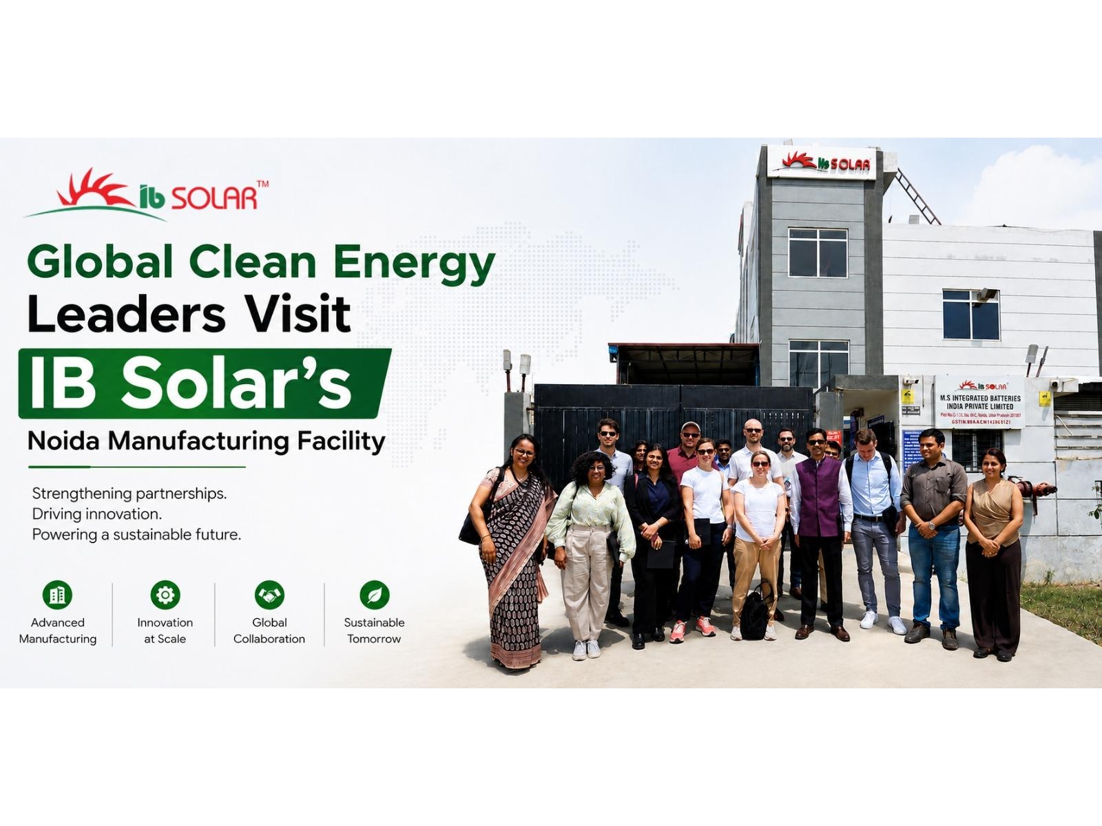 NEIS CEO Sarah Ladislaw, NSEFI CEO S. Pulipaka and U.S. delegates tour IB Solar's 1.5 GW facility, discussing quality, supply chain resilience and India's global role.