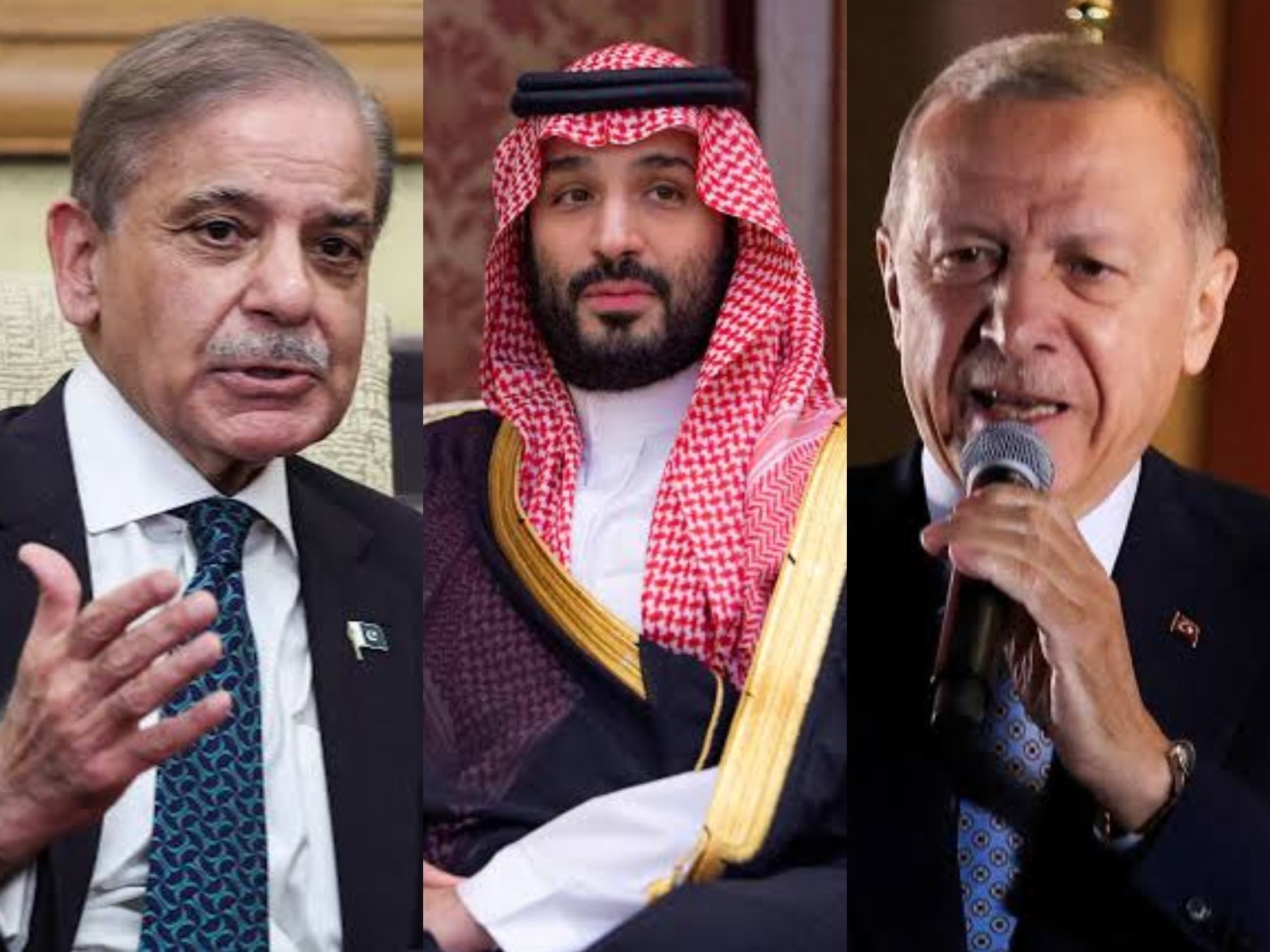 Pakistan Prime Minister Shehbaz Sharif, Saudi Crown Prince Mohammed bin Salman and Turkish President Recep Tayyip Erdogan. (Photo/Reuters)