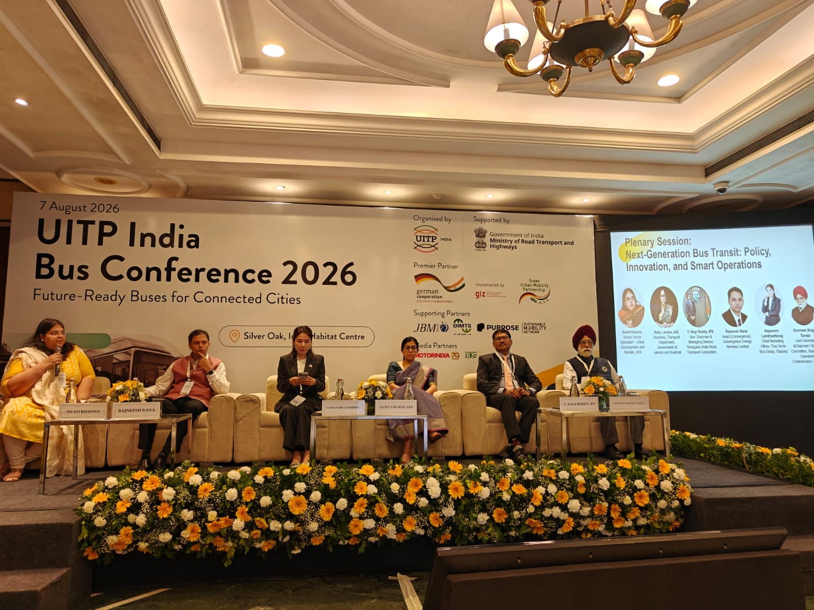 At the podium is Keynote Speaker: Upendra Tripathy, IAS (Retd.); Seated from left to right: Ranjana Deswal, IAS, Suraj Kanojia, Rupa Nandy