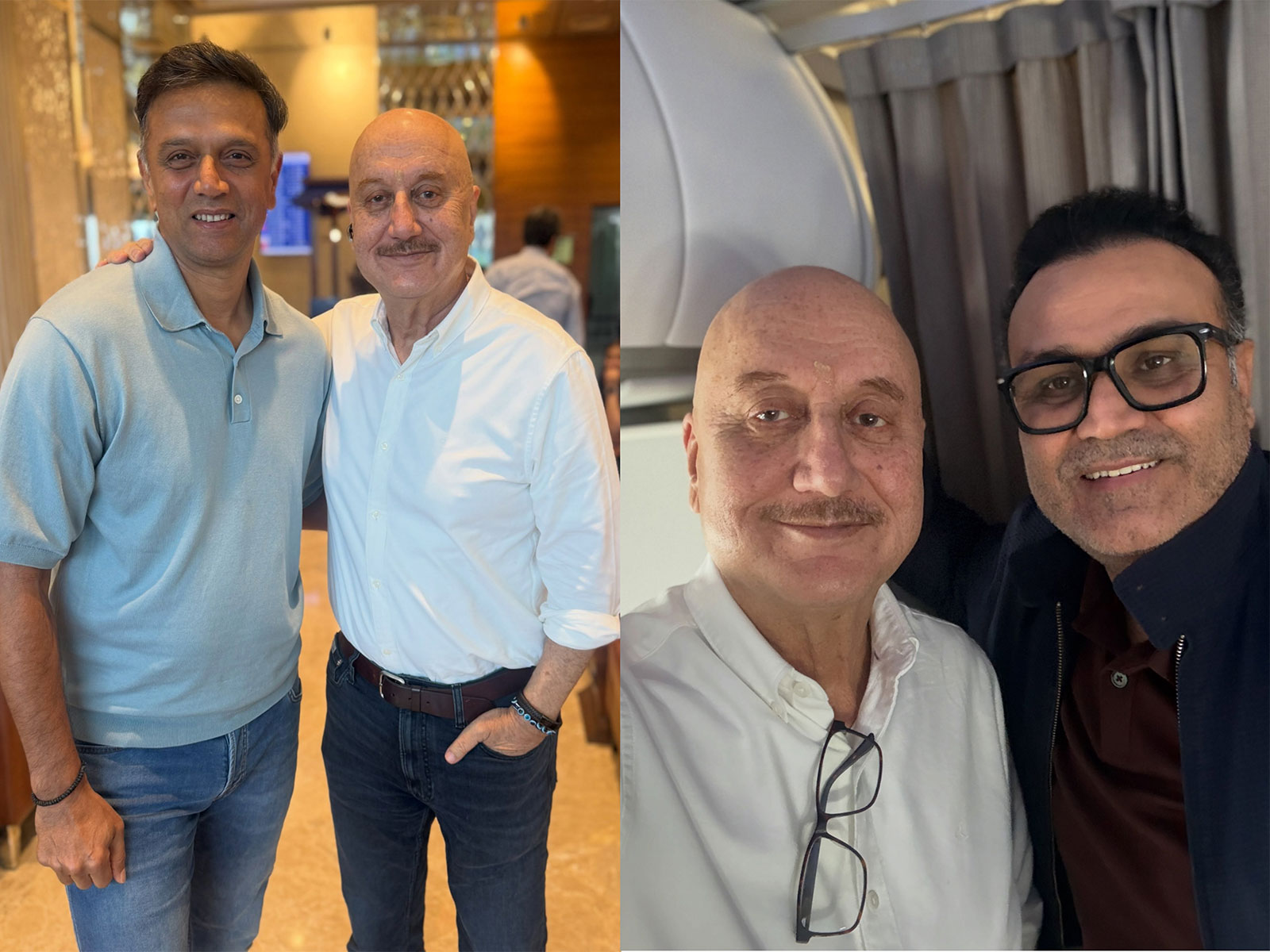 Anupam Kher meets Virender Sehwag, Rahul Dravid (Photo/Instagram@anupampkher)