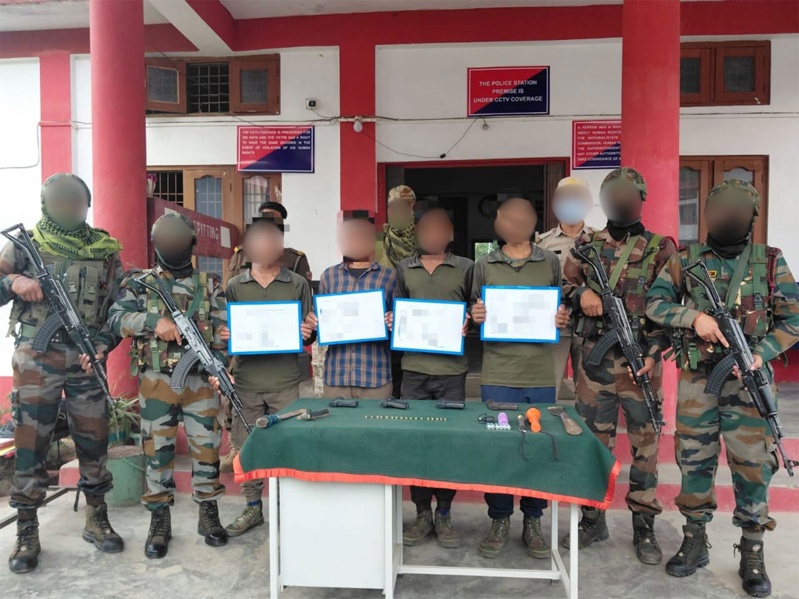 Four ULFA cadres surrender before Assam Rifles in Longding district (Photo/Defnce PRO) 