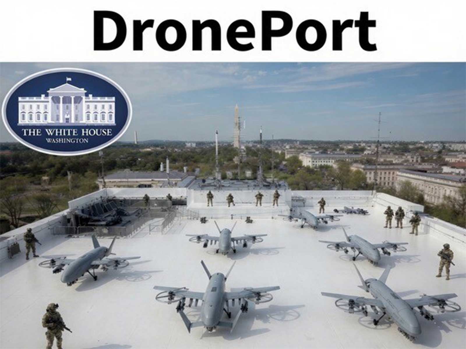 US President Donald Trump shares an image showcasing a proposed rooftop "DronePort" facility atop White House (Photo/TruthSocial.@realDonaldTrump)