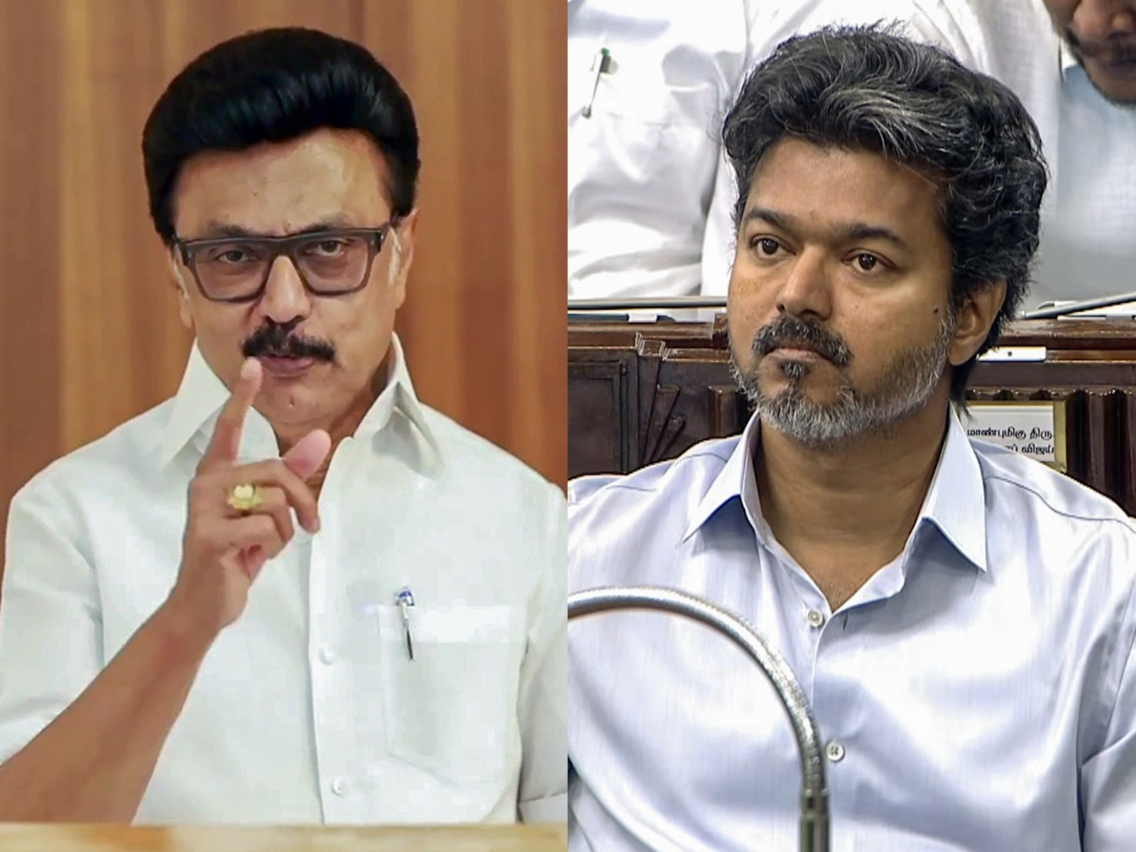DMK chief MK Stalin and TN CM Vijay (Photo/ANI)