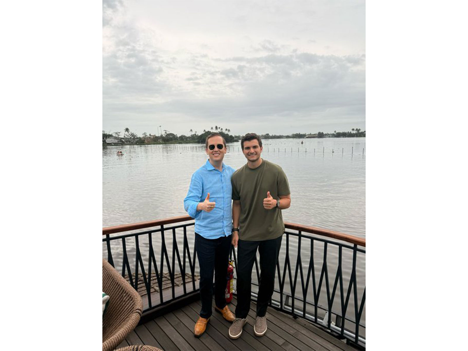 US President Donald Trump's son-in-law Michael Boulos poses for a photograph with US Ambassador to India Sergio Gor during his visit to the Alappuzha backwaters. (Photo: X/@USAmbIndia)