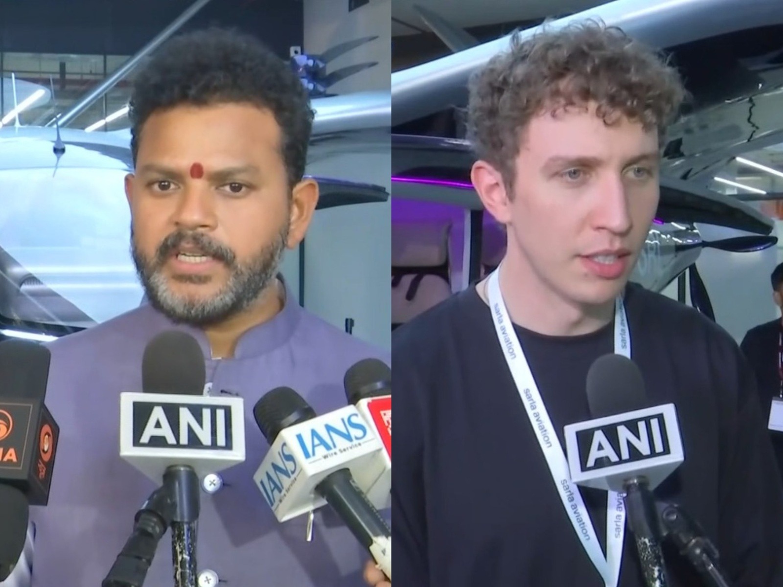 Union Civil Aviation Minister Ram Mohan Naidu and Sarla Aviation co-founder and CEO Adrian Schmidt (Photo/ANI)