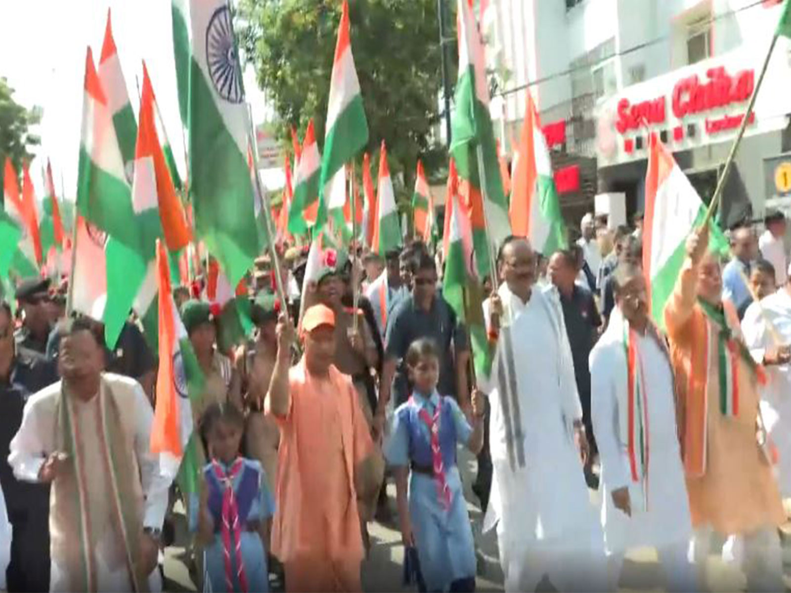 UP CM Yogi Adityanath participates in 'Tiranga Yatra' in Lucknow (Photo/ANI)