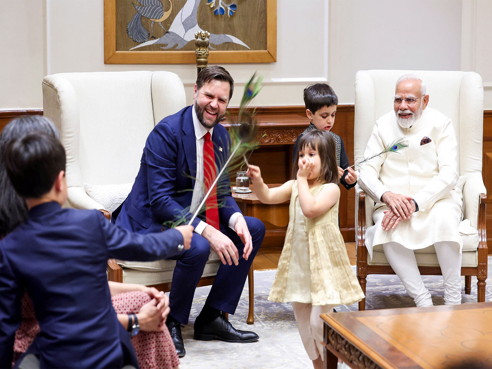 PM Modi with US Vice-President JD Vance and his children during the latter's visit to India in 2025 (File Photo/ANI)