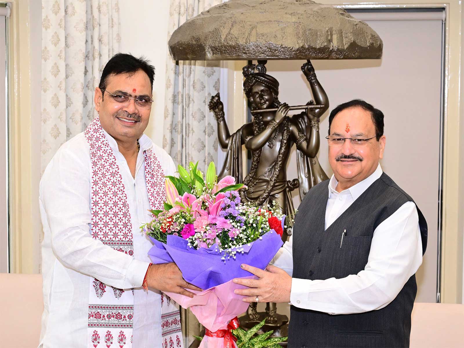 Union Minister JP Nadda meets Rajasthan CM Bhajanlal Sharma (Photo/X/@BhajanlalBjp)