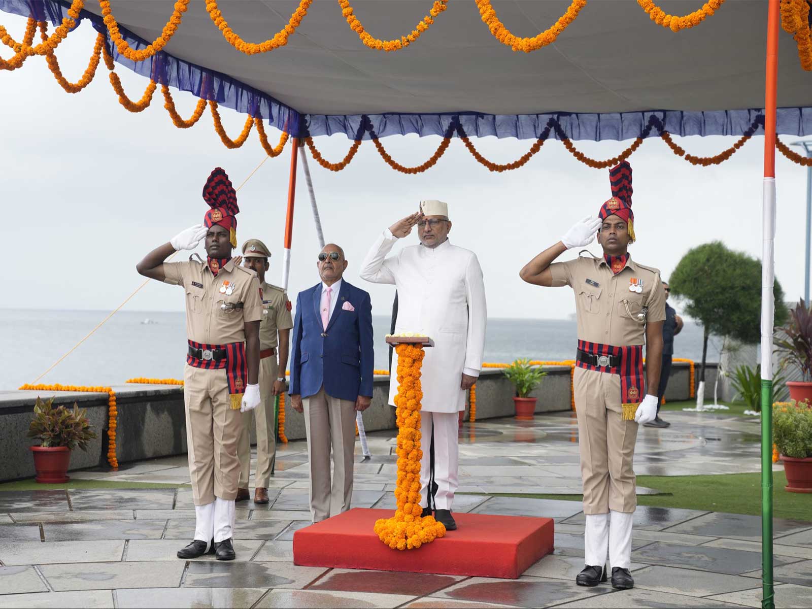 Vice President CP Radhakrishnan Hoists the National Flag at Flag Point, Sri Vijaya Puram (Photo/@VPIndia)