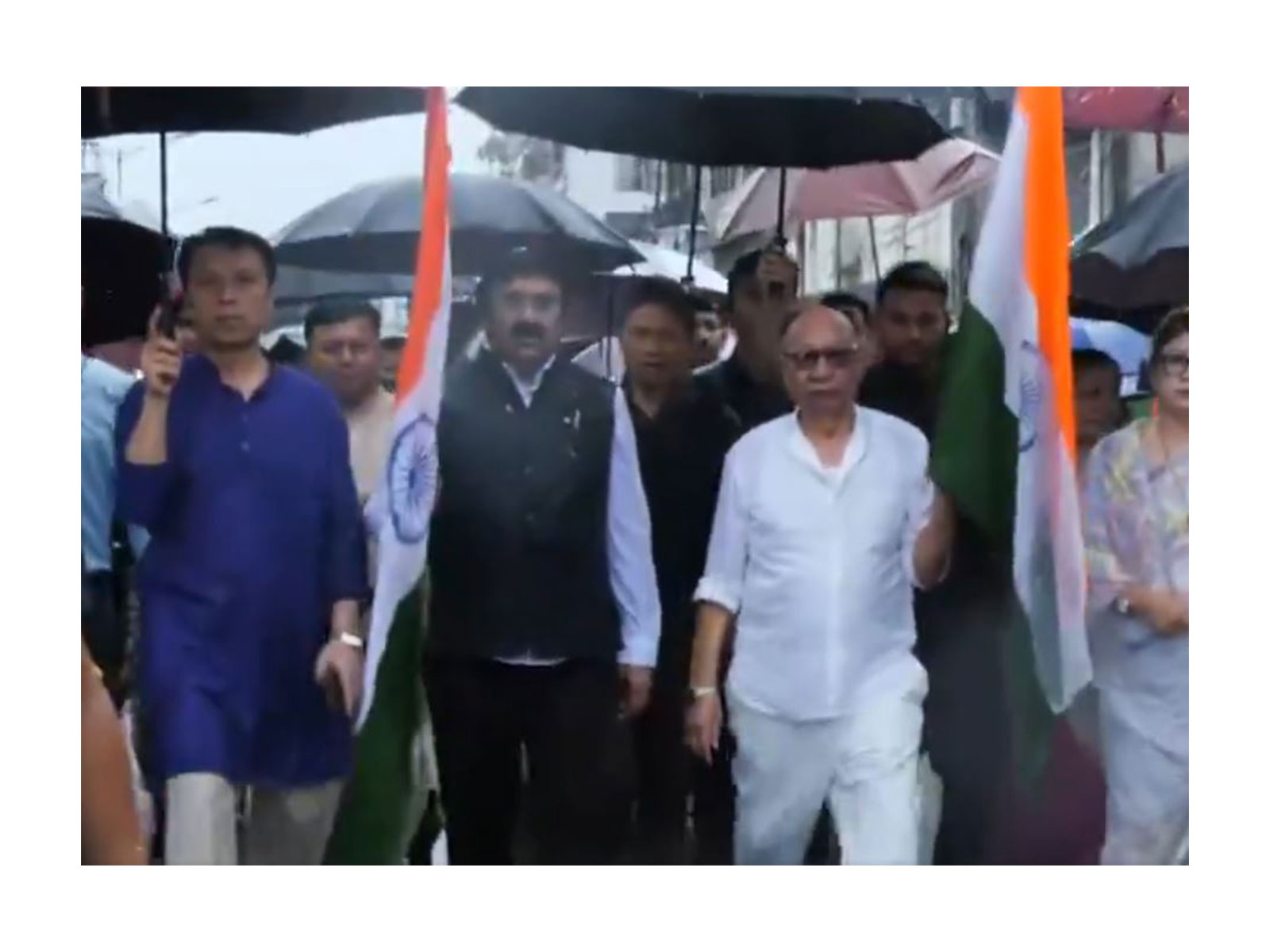 Manipur CM Yumnam Khemchand Singh leads Tiranga Yatra in Imphal (Photo/ANI)