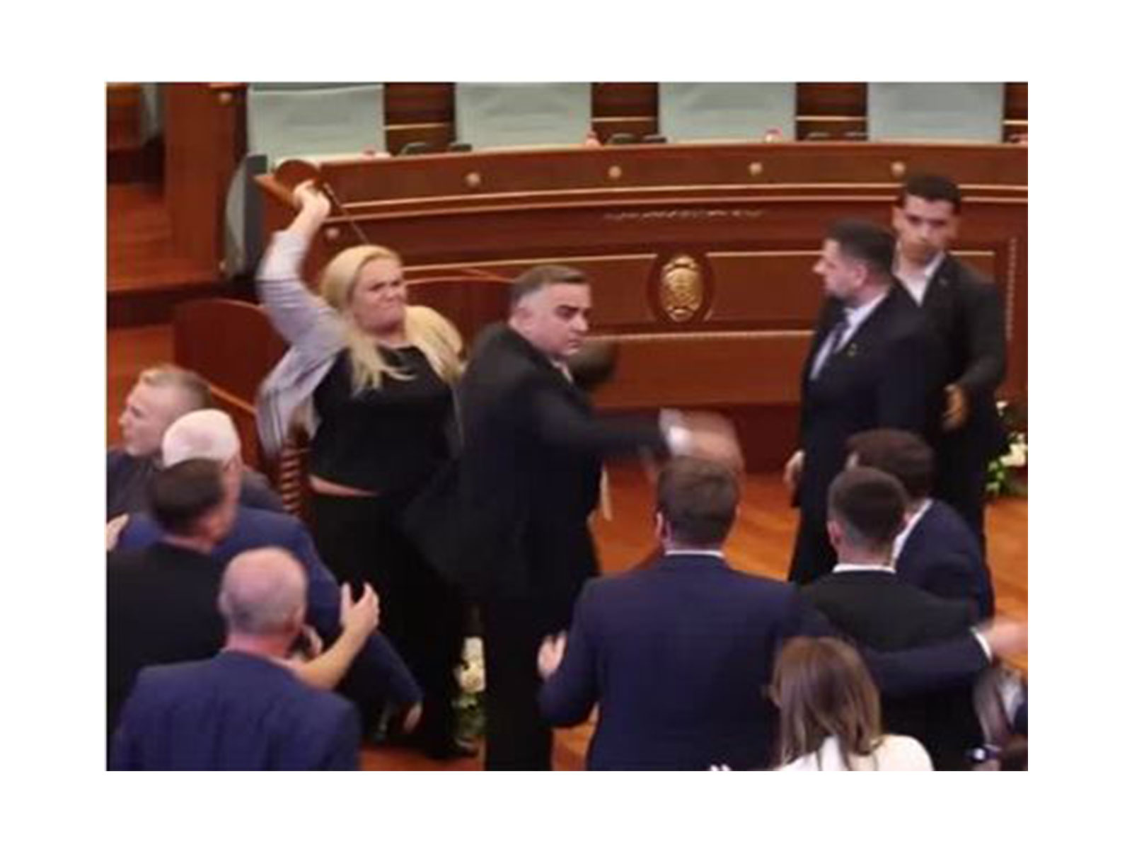 Opposition MP Time Kadrijaj caused a commotion in Kosovo's parliament after hurling eggs at caretaker Prime Minister Albin Kurti. (Photo/Reuters)