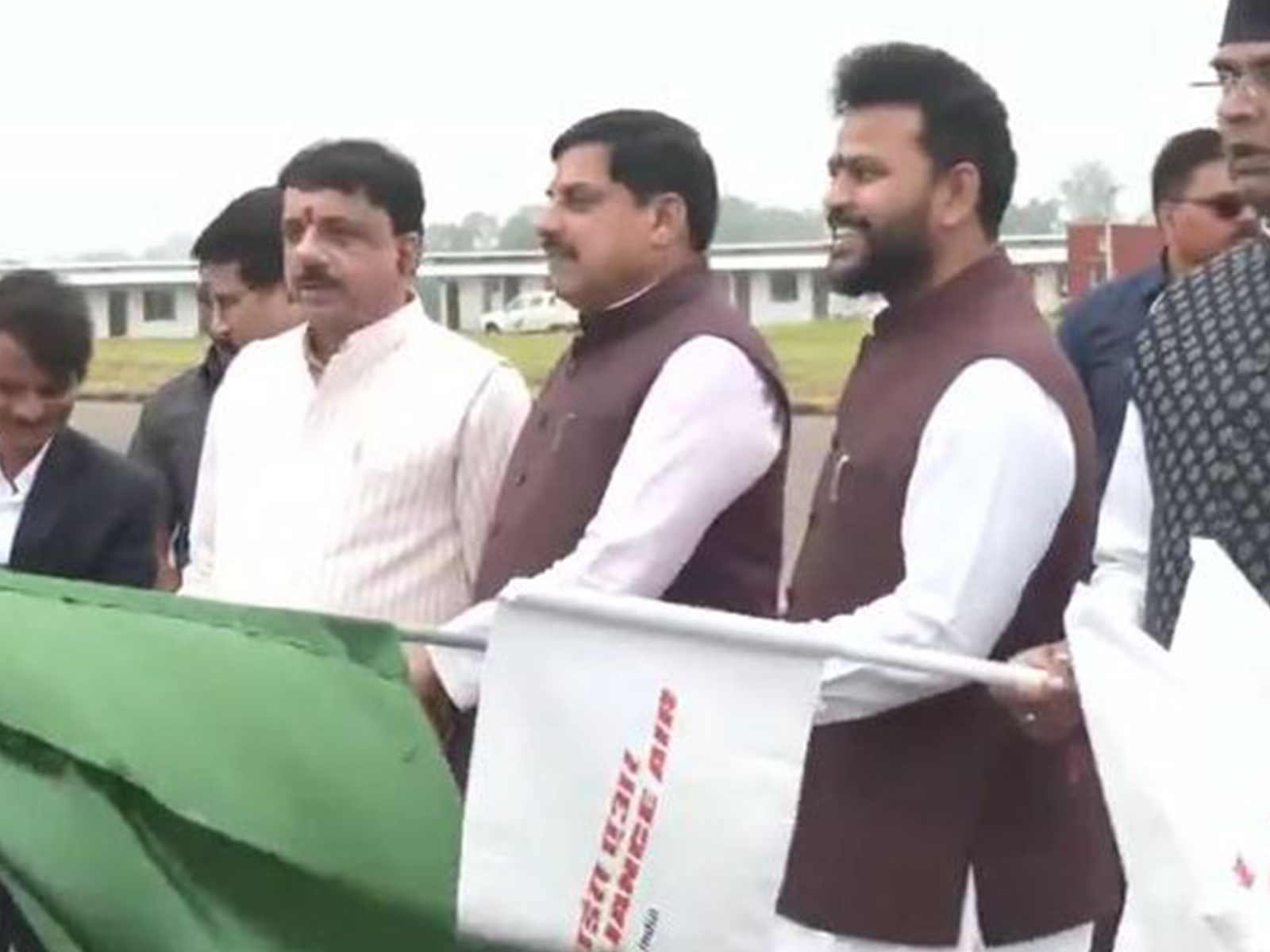 Union Civil Aviation Minister Kinjarapu Ram Mohan Naidu and Chief Minister Mohan Yadav flag off four new flight services from Raja Bhoj Airport in Bhopal. (Photo/ANI)