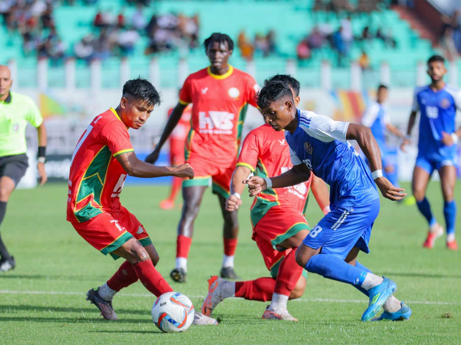 TRAU FC players during a match with Indian Navy FT in Durand Cup 2026. (Photo: AIFF Media)