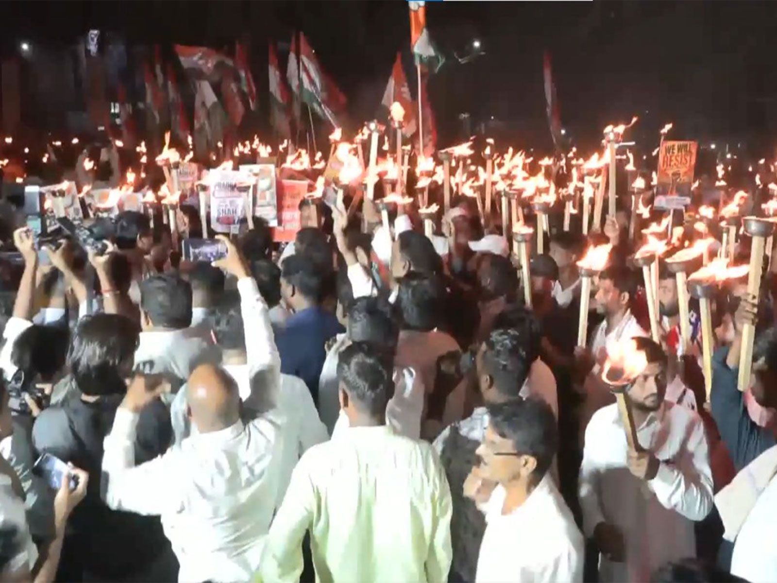 Odisha Youth Congress holds torch rally over exam paper leaks (Photo/ANI)