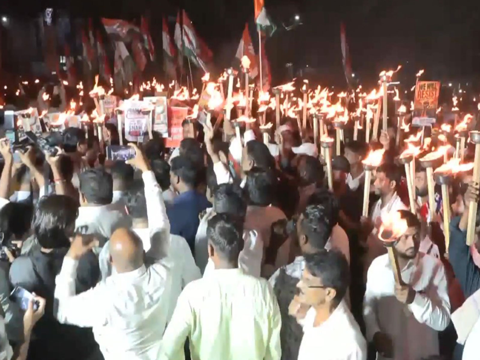 Odisha Youth Congress holds torch rally over exam paper leaks (Photo/ANI)
