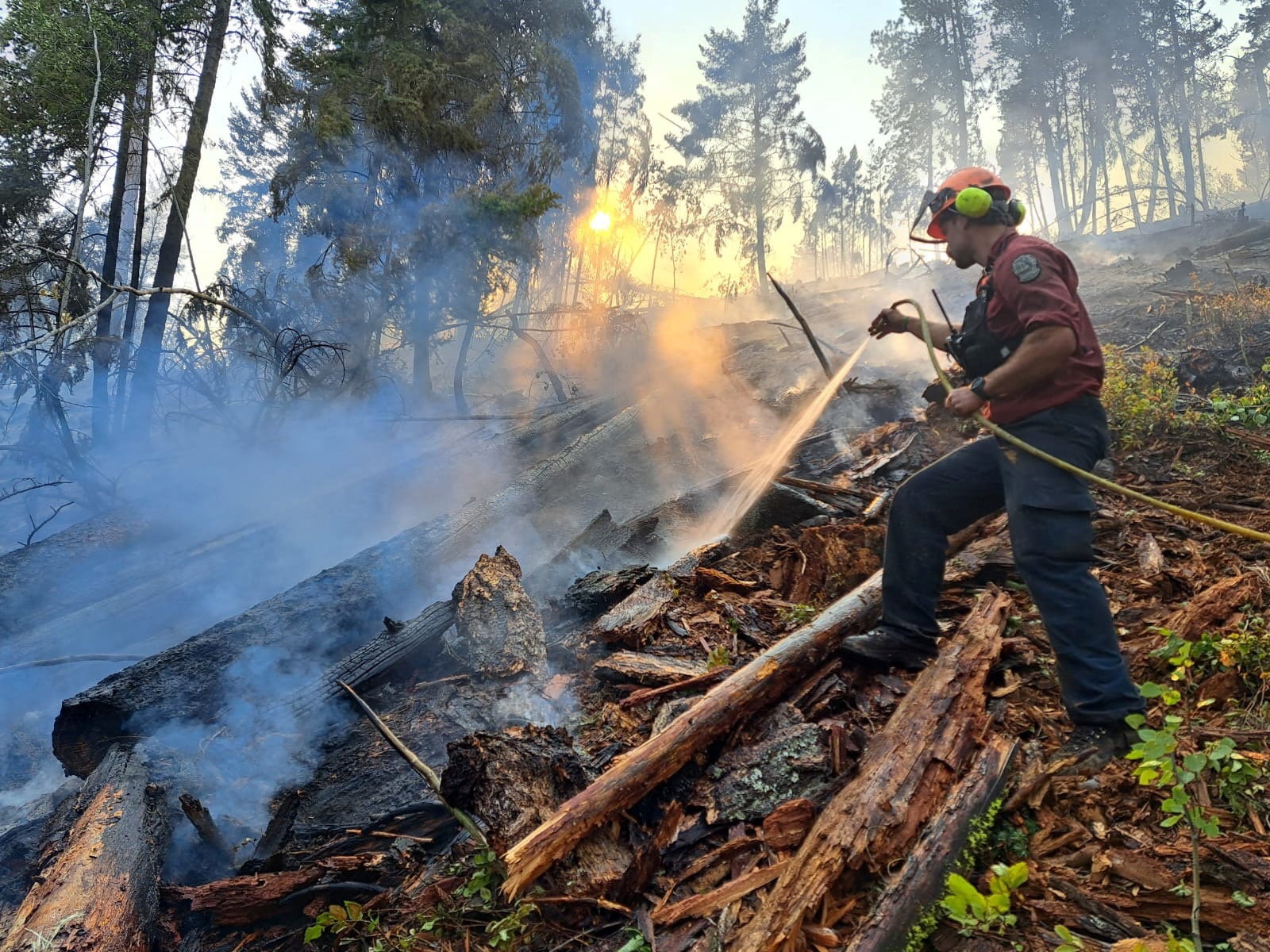 A wildland firefighter suppresses the Quilpituk Creek wildfire northwest of Kelowna, British Columbia, Canada (Photo/Reuters)