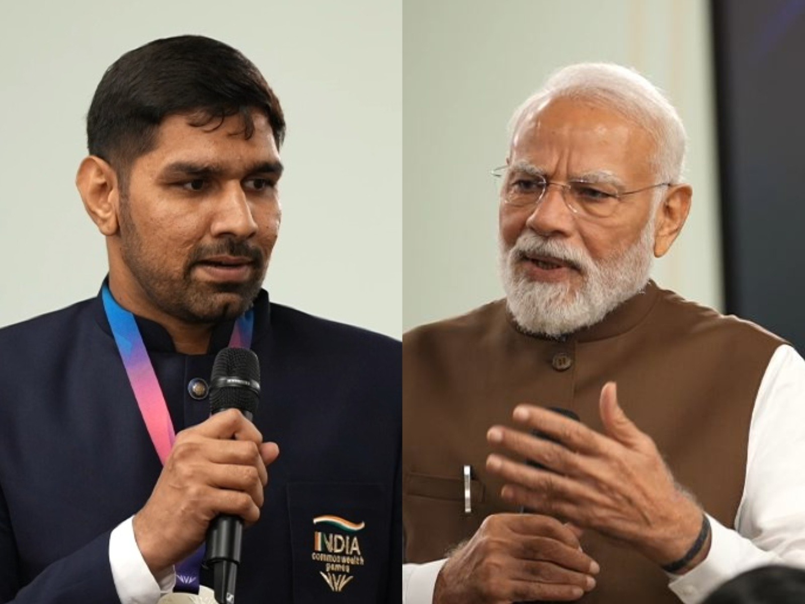 Narender Berwal (L) and Narendra Modi (R). (Photo: ANI/DD)