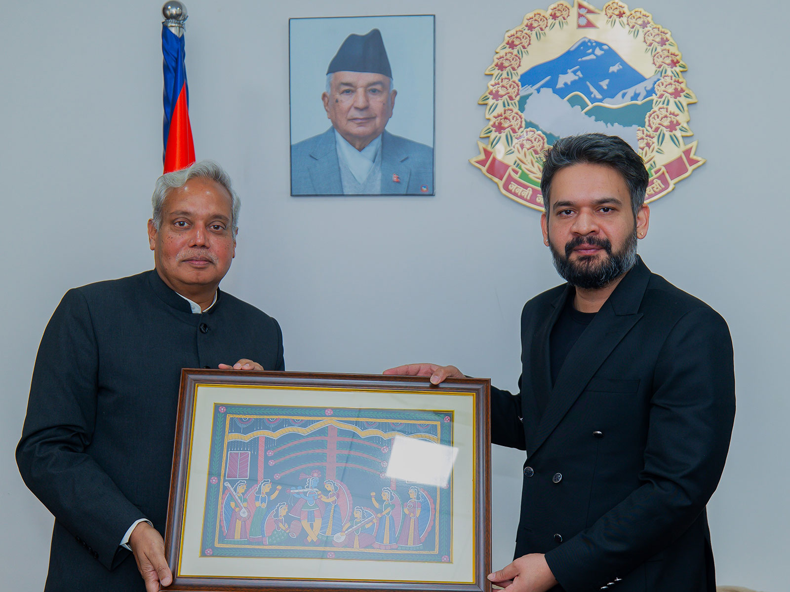 Ambassador of India to Nepal Naveen Srivastava with Prime Minister Balendra Shah (Photo/X@navsri6619)