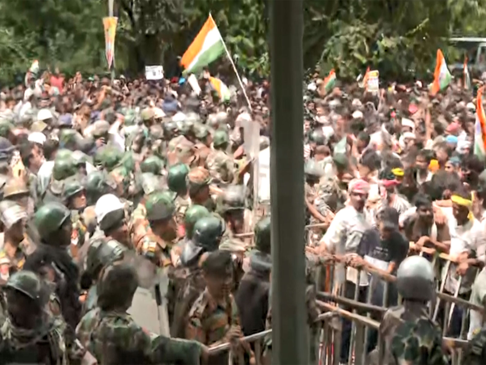 Visual from Vidhan Sabha gherao march in Jharkhand (Photo/ANI)