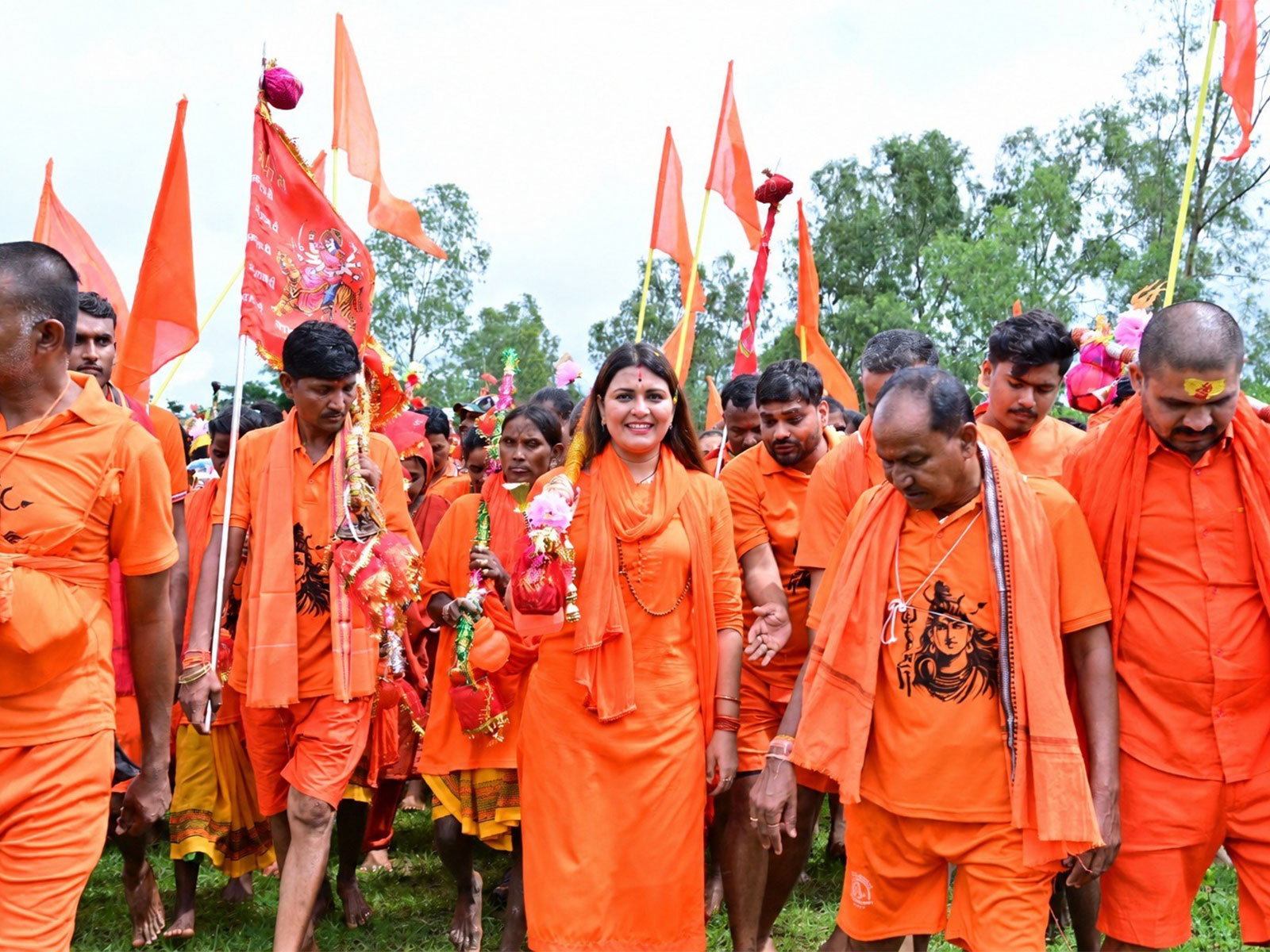 BJP MLA Bhawna Bohra leading Kanwar Yatra from Amarkantak (Photo/ANI)