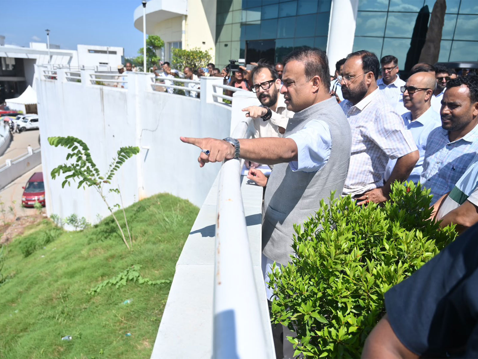 Assam CM Himanta Biswa Sarma inspects ongoing works at Guwahati Science City (Photo/ANI)