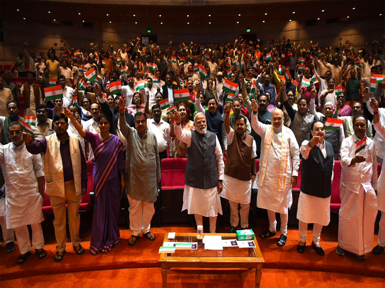 PM Narendra Modi along with other NDA leaders attend the 'Mangal Milan' meeting (Photo/ANI)