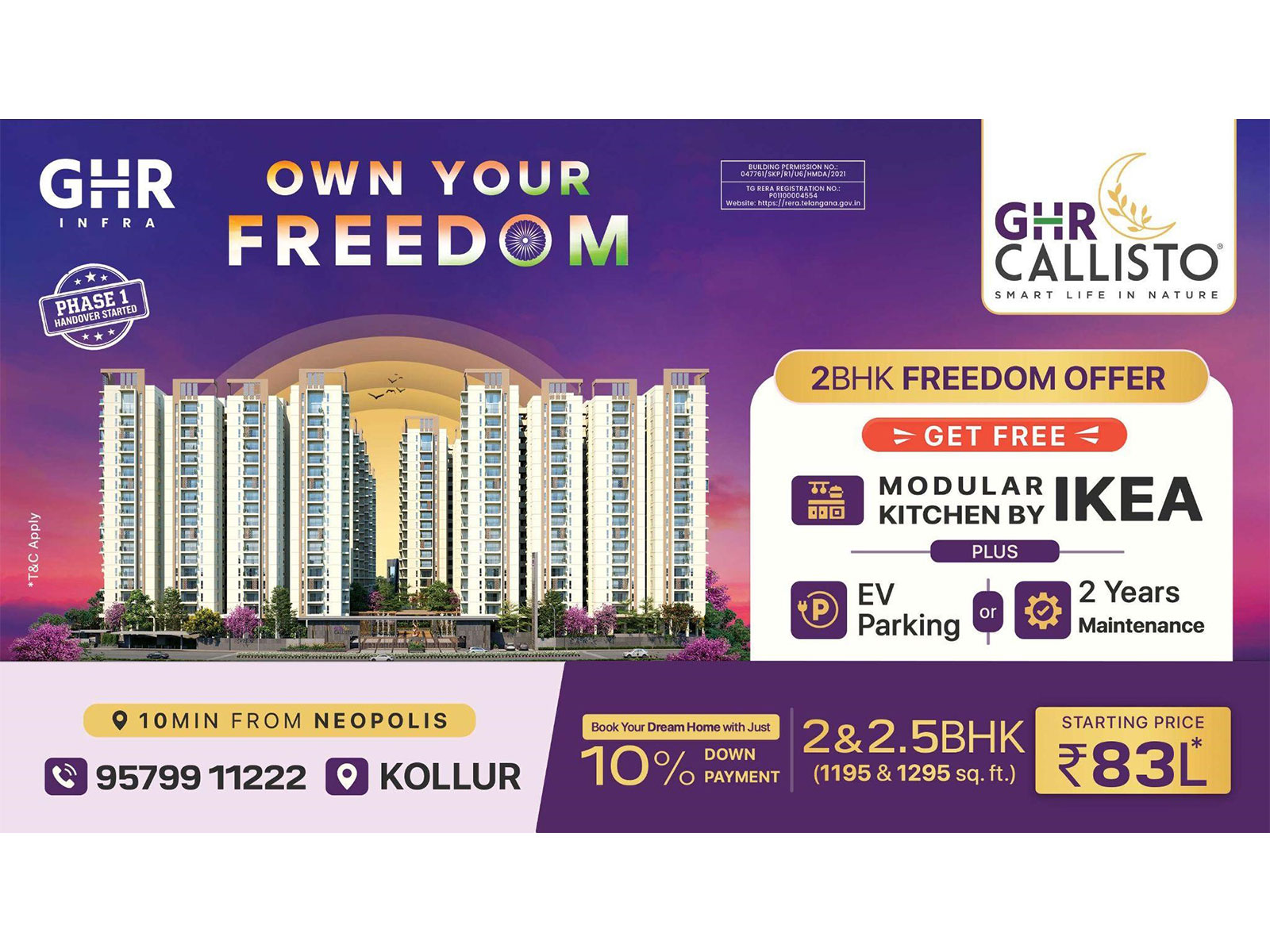 GHR Infra launches '2BHK Freedom Offer' at GHR Callisto, with an IKEA modular kitchen and EV parking provision or 2-year maintenance on select homes from ₹83 lakh