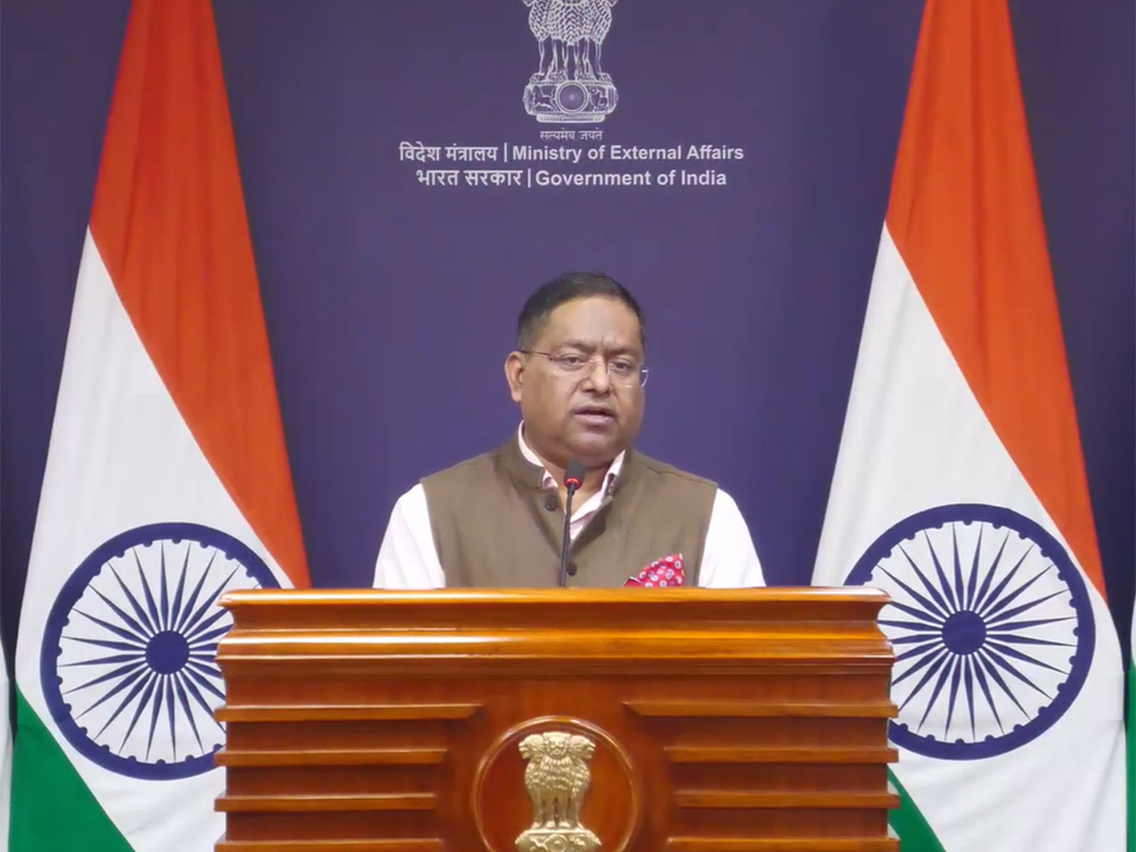 Ministry of External Affairs (MEA) spokesperson Randhir Jaiswal (Photo/YouTube/MEA)