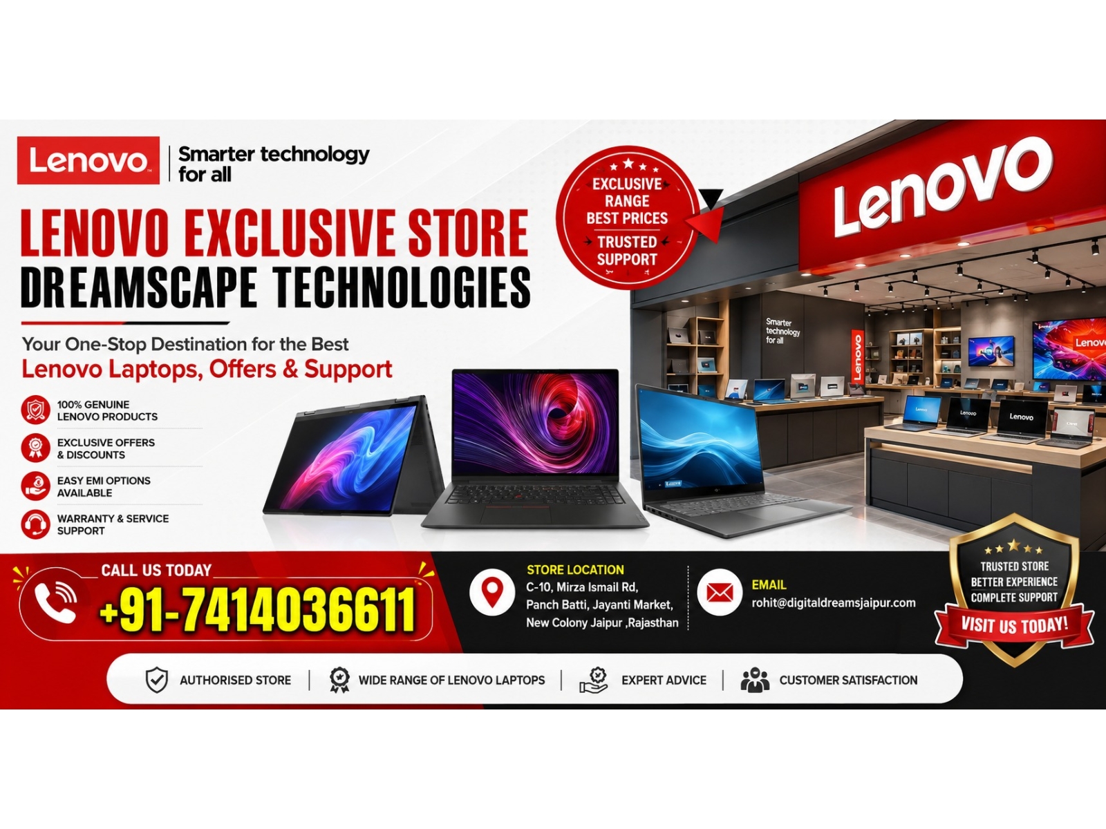 Explore the Reliable Lenovo Shop in Jaipur at Lenovo Exclusive Store - Dreamscape Technologies in Jaipur